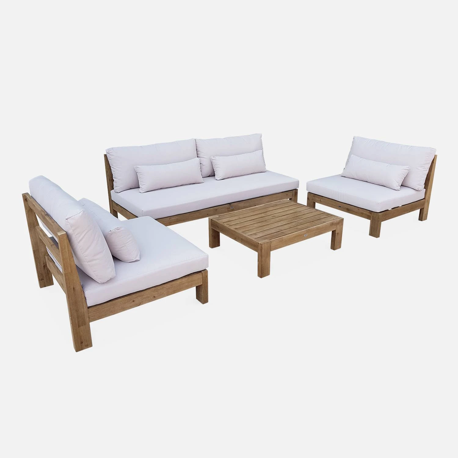 Salon De Jardin Bois Premium 5 Places Couleur : Bois / Beige â Image 4