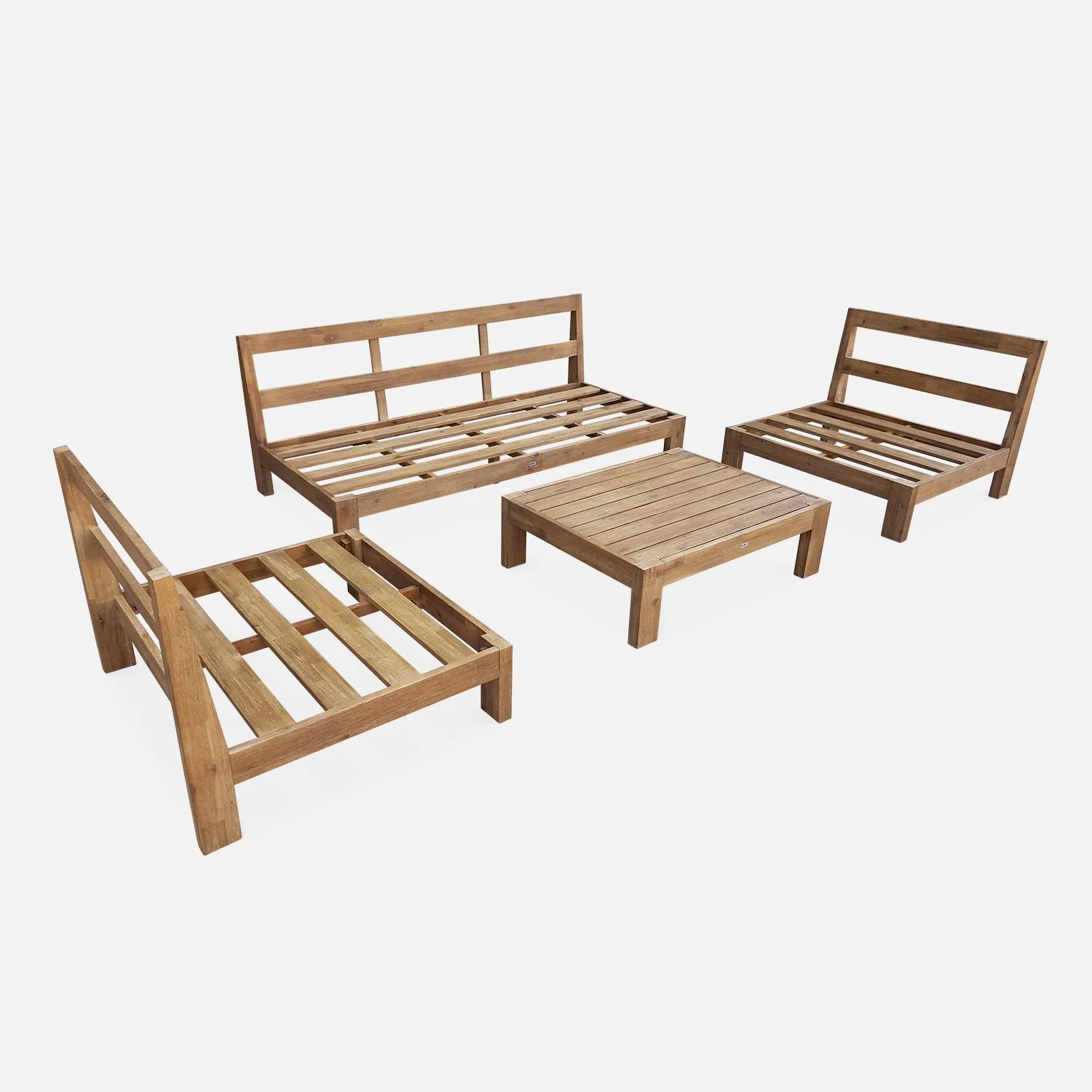 Salon De Jardin Bois Premium 5 Places Couleur : Bois / Beige â Image 9