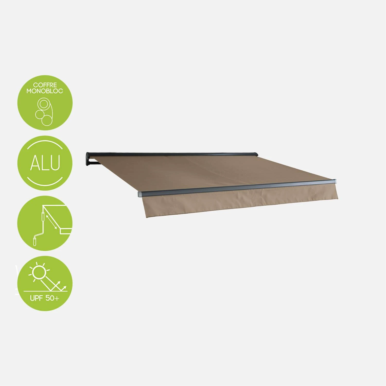 Store Banne Manuel 3x2m Couleur : Taupe â Image 3