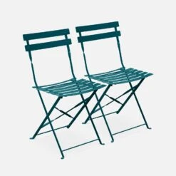 Chaise De Jardin Pliable Métal (lot De 2) Couleur : Bleu Canard
