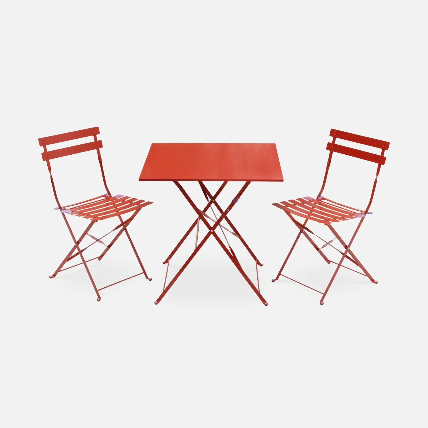 Table De Jardin Bistrot Pliable Métal, 2 Chaises Couleur : Terracotta – Image 2