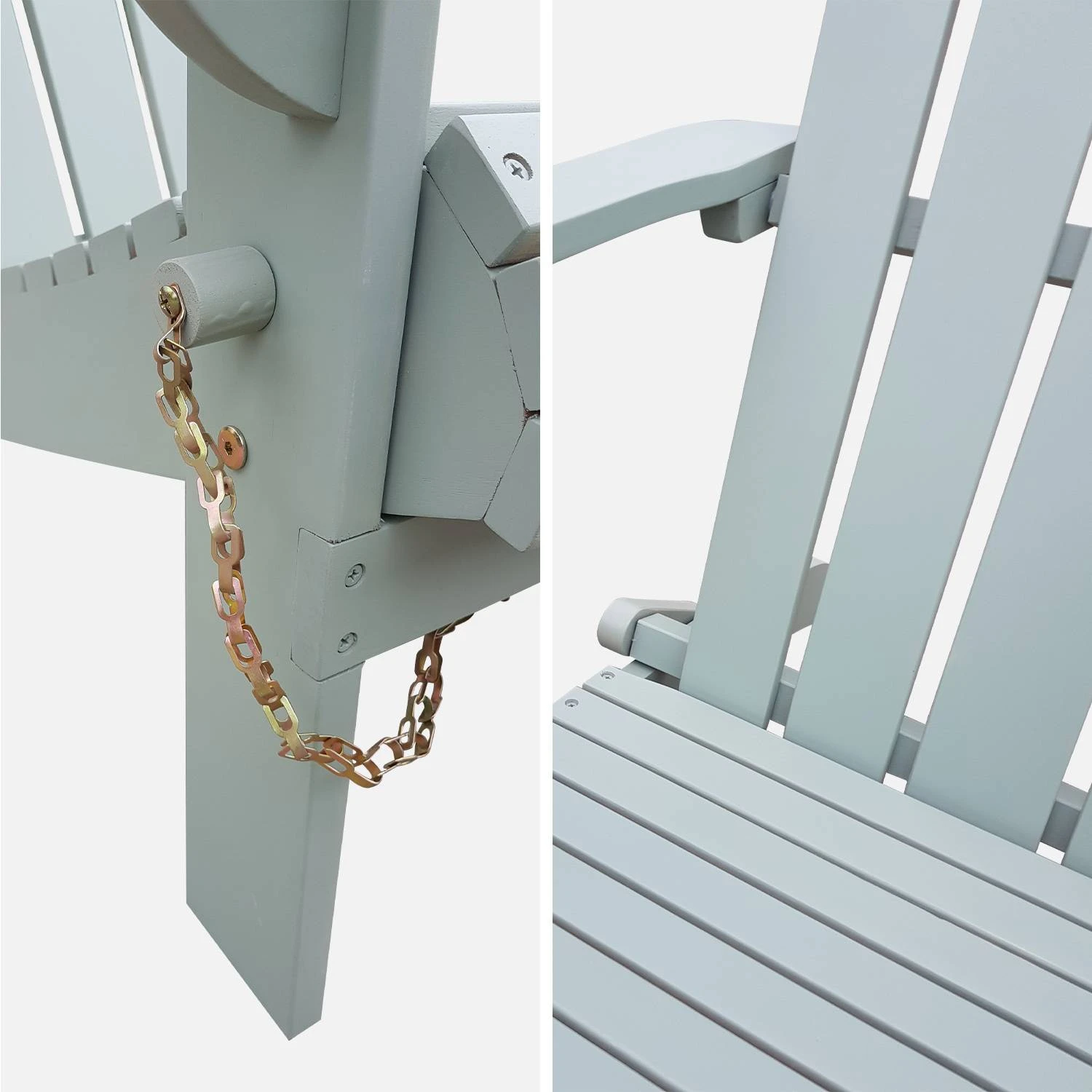 Fauteuil De Jardin Pliable Bois Couleur : Vert De Gris â Image 6