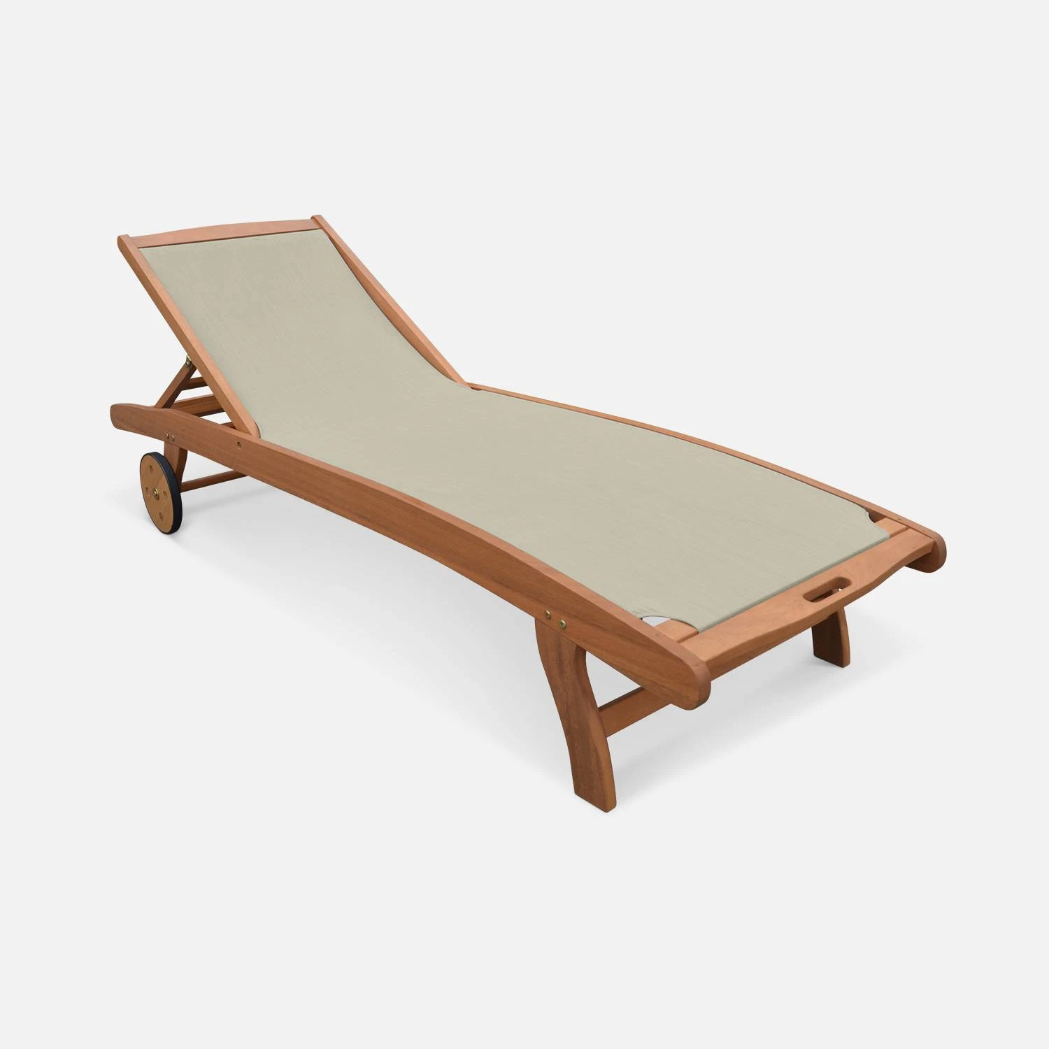 Bain De Soleil Bois Multi Positions Avec Roulettes (lot De 2) Couleur : Naturel / Gris Taupe â Image 6