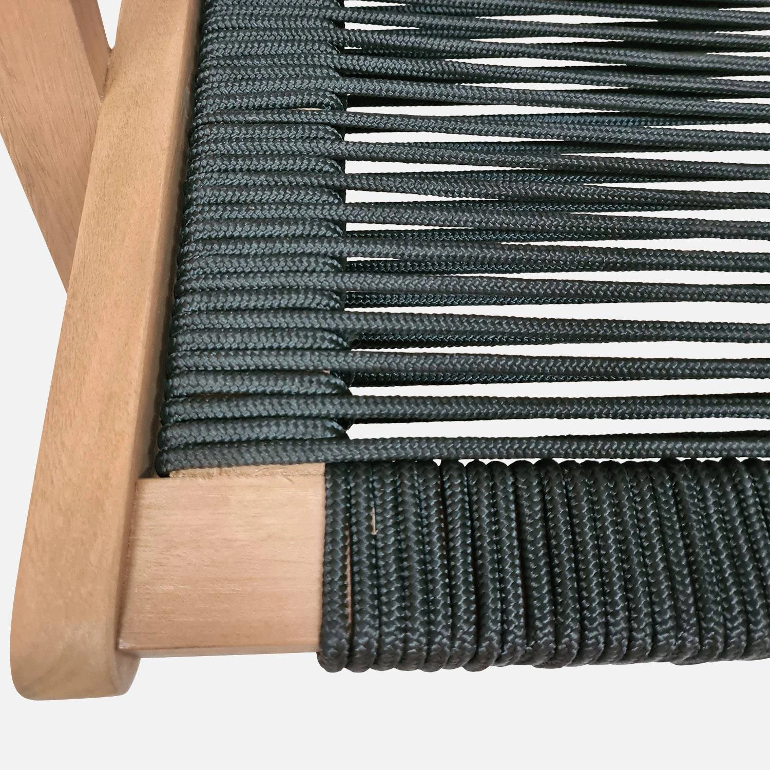 Chaise De Jardin En Bois Et Corde Avec Repose Pieds Couleur : Noir â Image 5