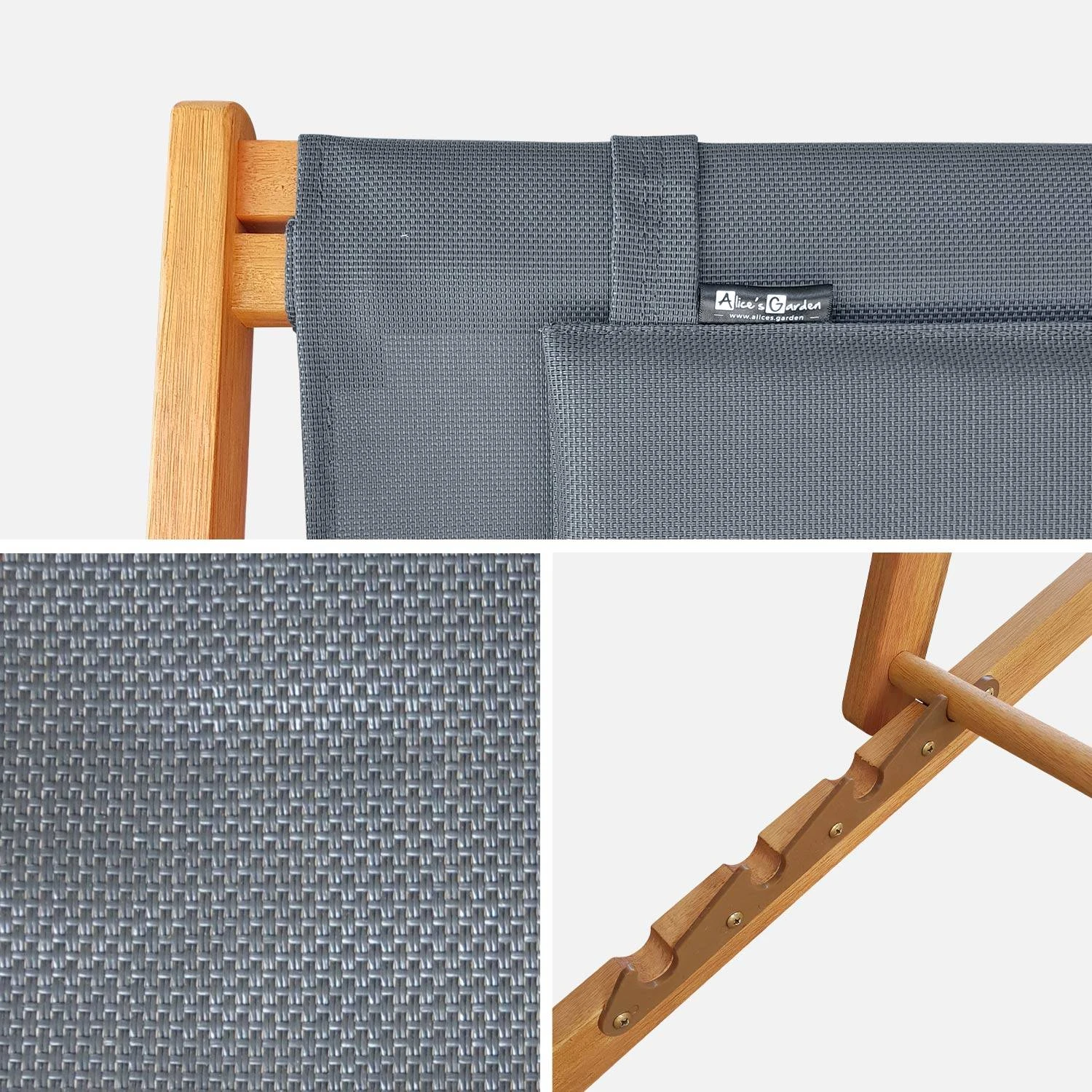 Chilienne Bois Eucalyptus Pliable, Multi Positions (lot De 2) Couleur : Anthracite â Image 4