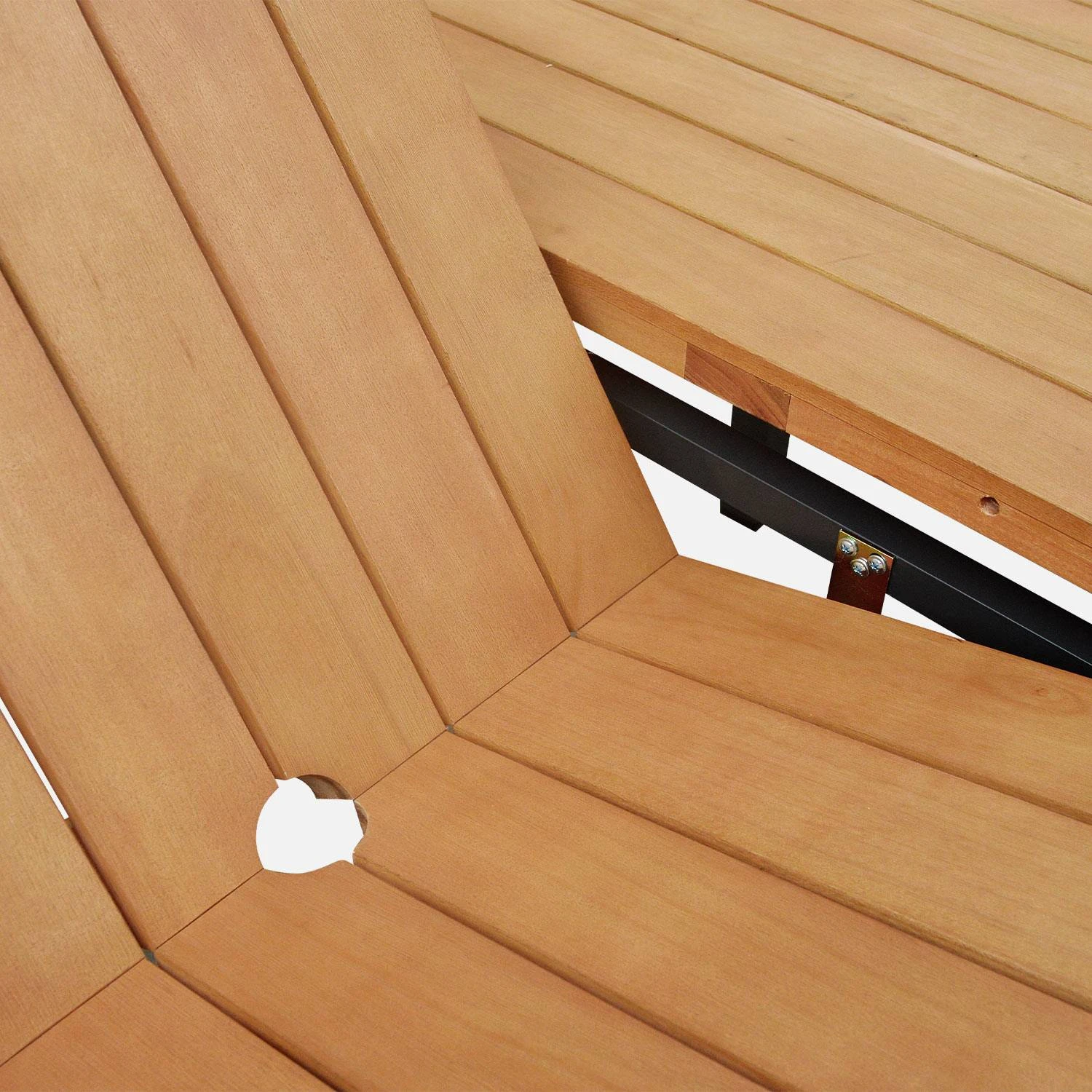 Table De Jardin Extensible Bois Et Aluminium, 8 Chaises Couleur : Anthracite / Gris Taupe â Image 5