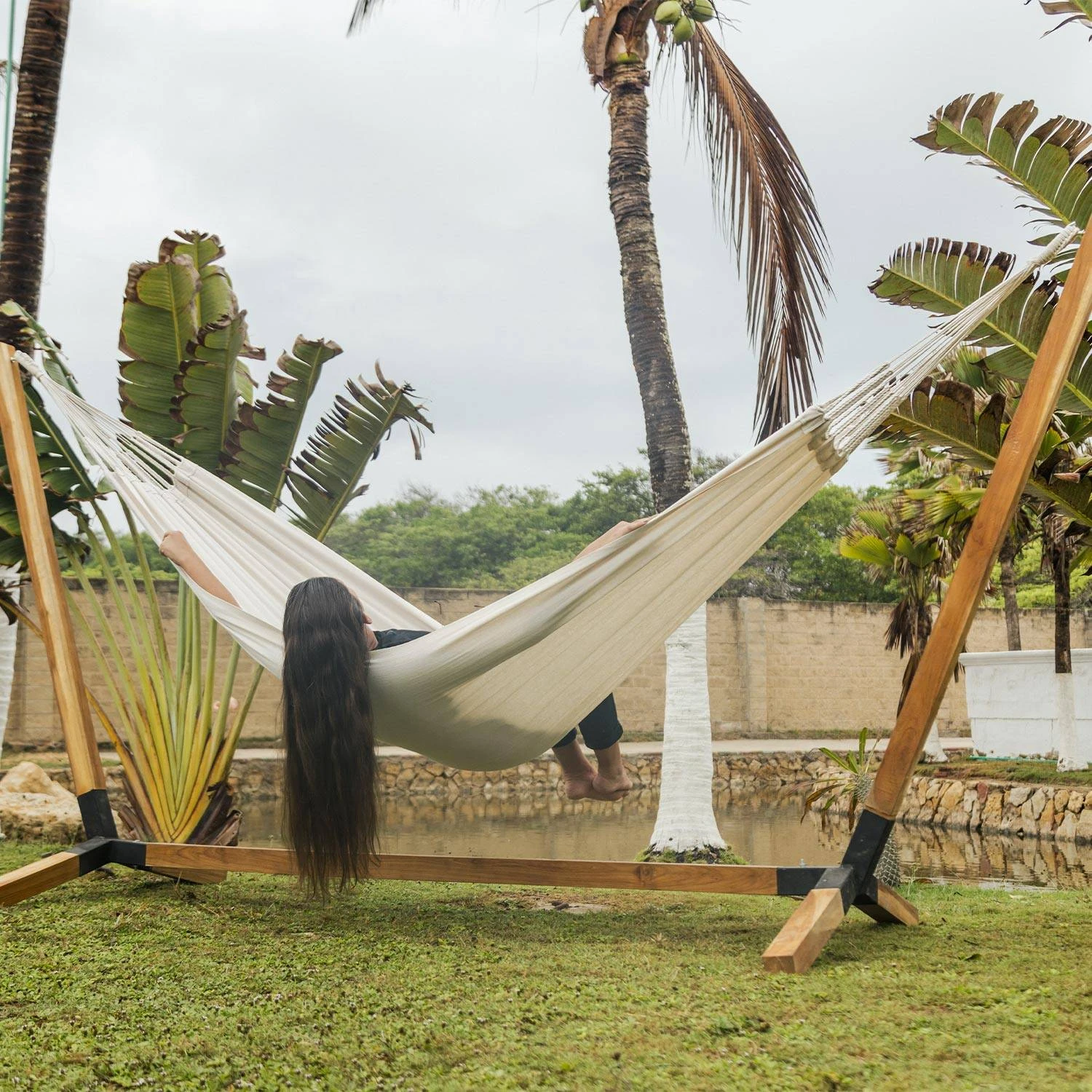 Toile De Hamac Polycoton 220 X 140 Cm Couleur : Ecru â Image 5