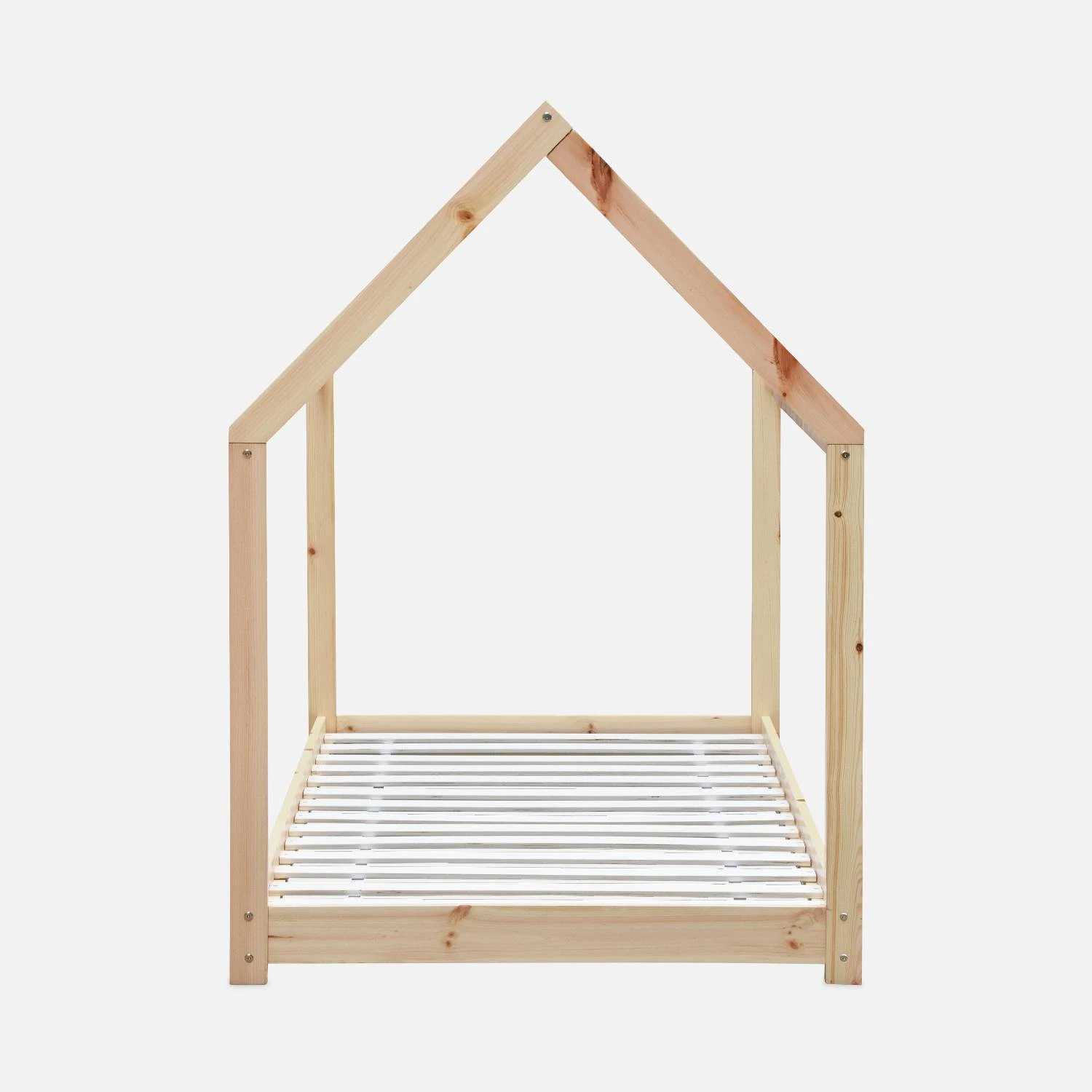 Lit Cabane Enfant 90 X 190 Cm En Pin Naturel, Sommier Inclus Couleur : Naturel â Image 3