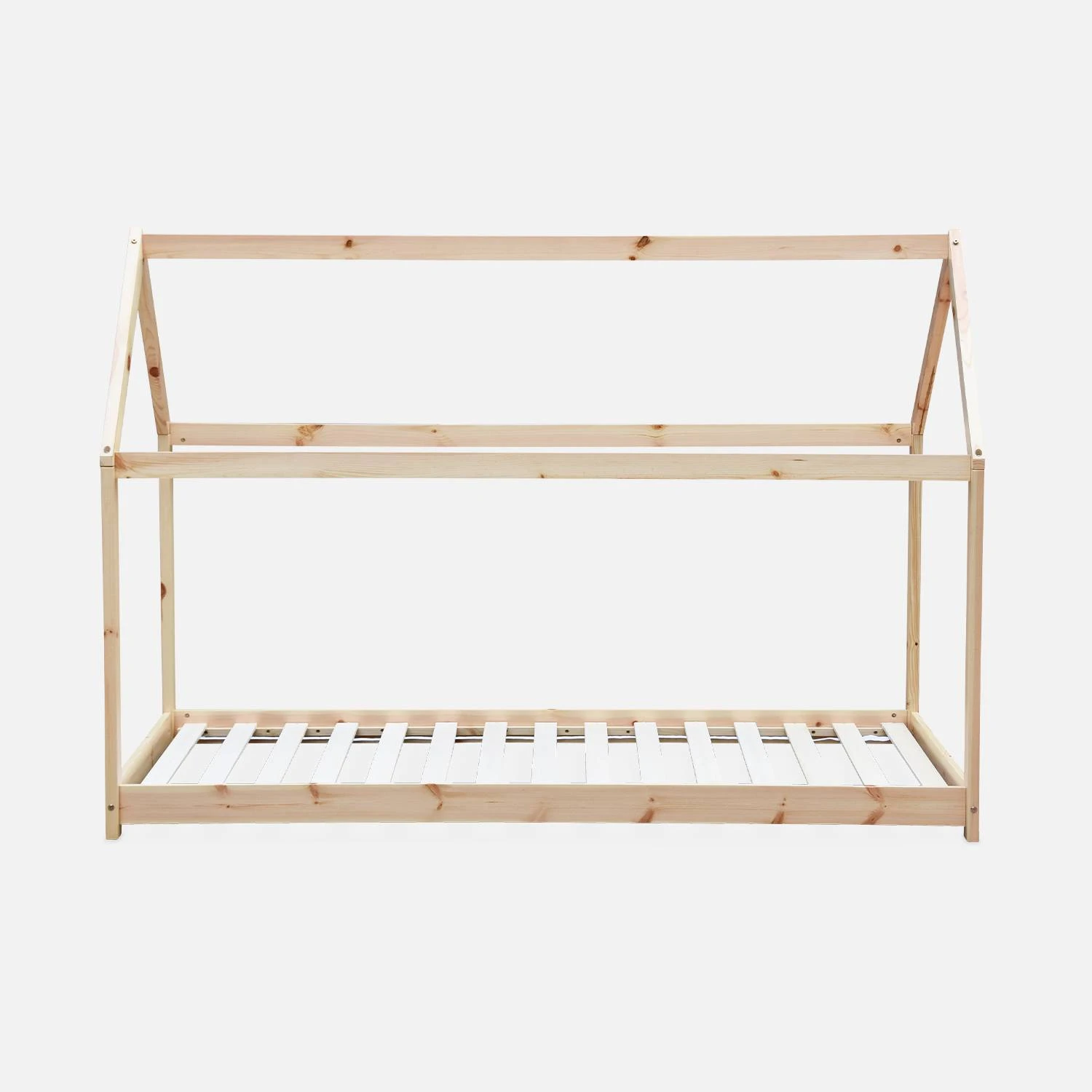 Lit Cabane Enfant 90 X 190 Cm En Pin Naturel, Sommier Inclus Couleur : Naturel â Image 4