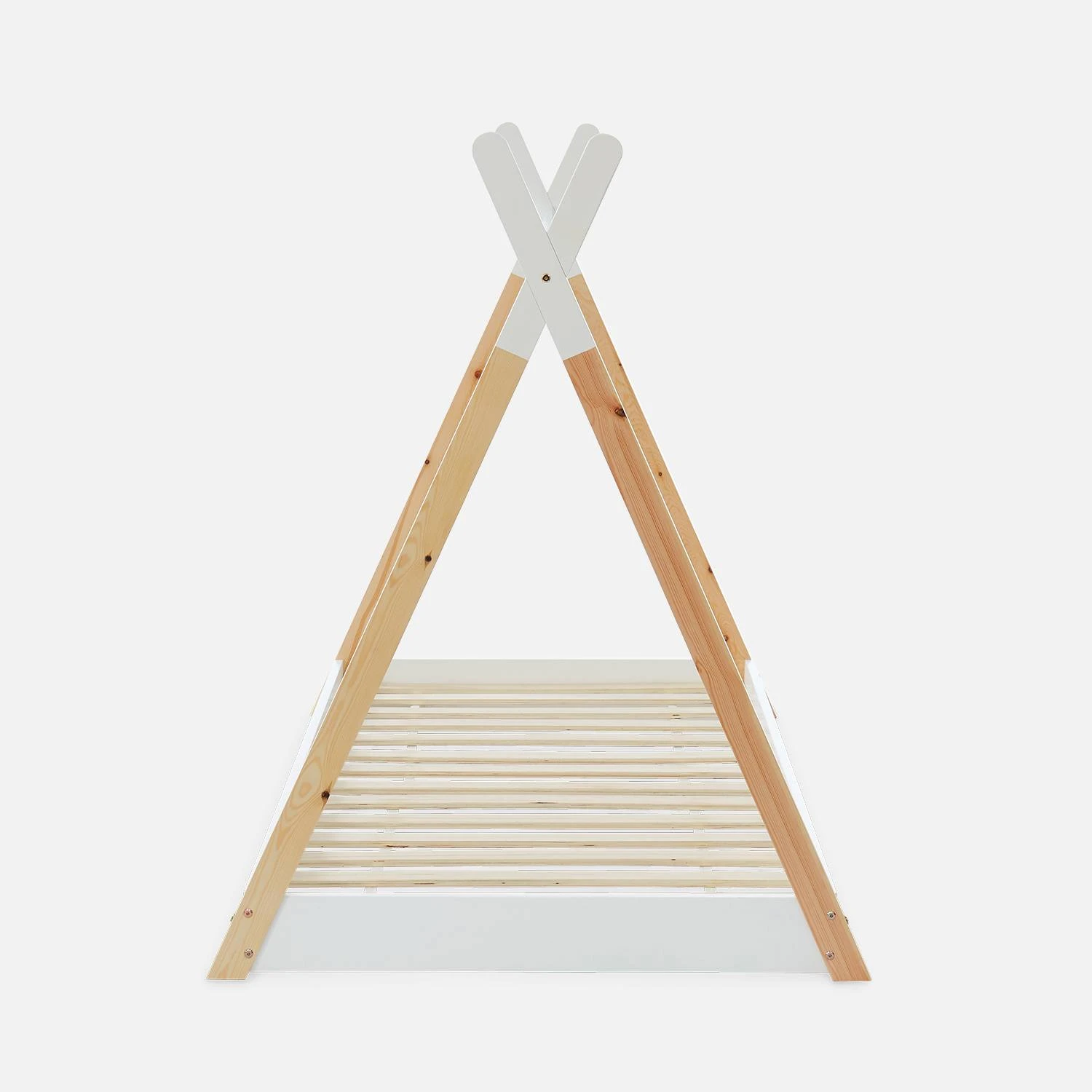 Lit Tipi Enfant 90 X 190 Cm En Pin Naturel, Sommier Inclus Couleur : Blanc â Image 3