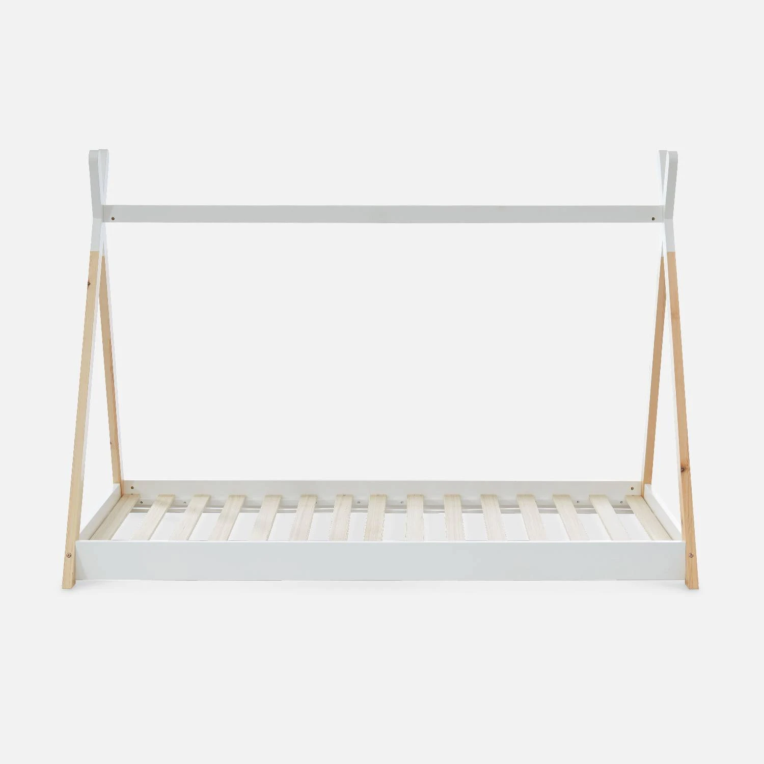 Lit Tipi Enfant 90 X 190 Cm En Pin Naturel, Sommier Inclus Couleur : Blanc â Image 4