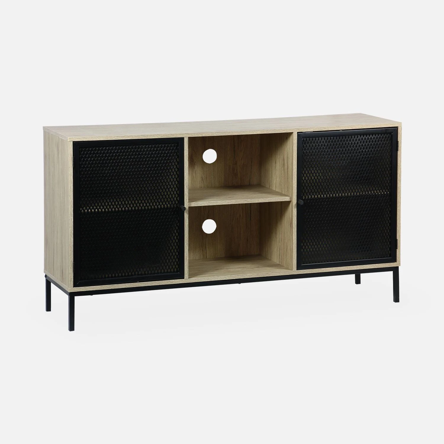 Buffet/ Meuble TV Métal Et Effet Bois 140 Cm – Image 3