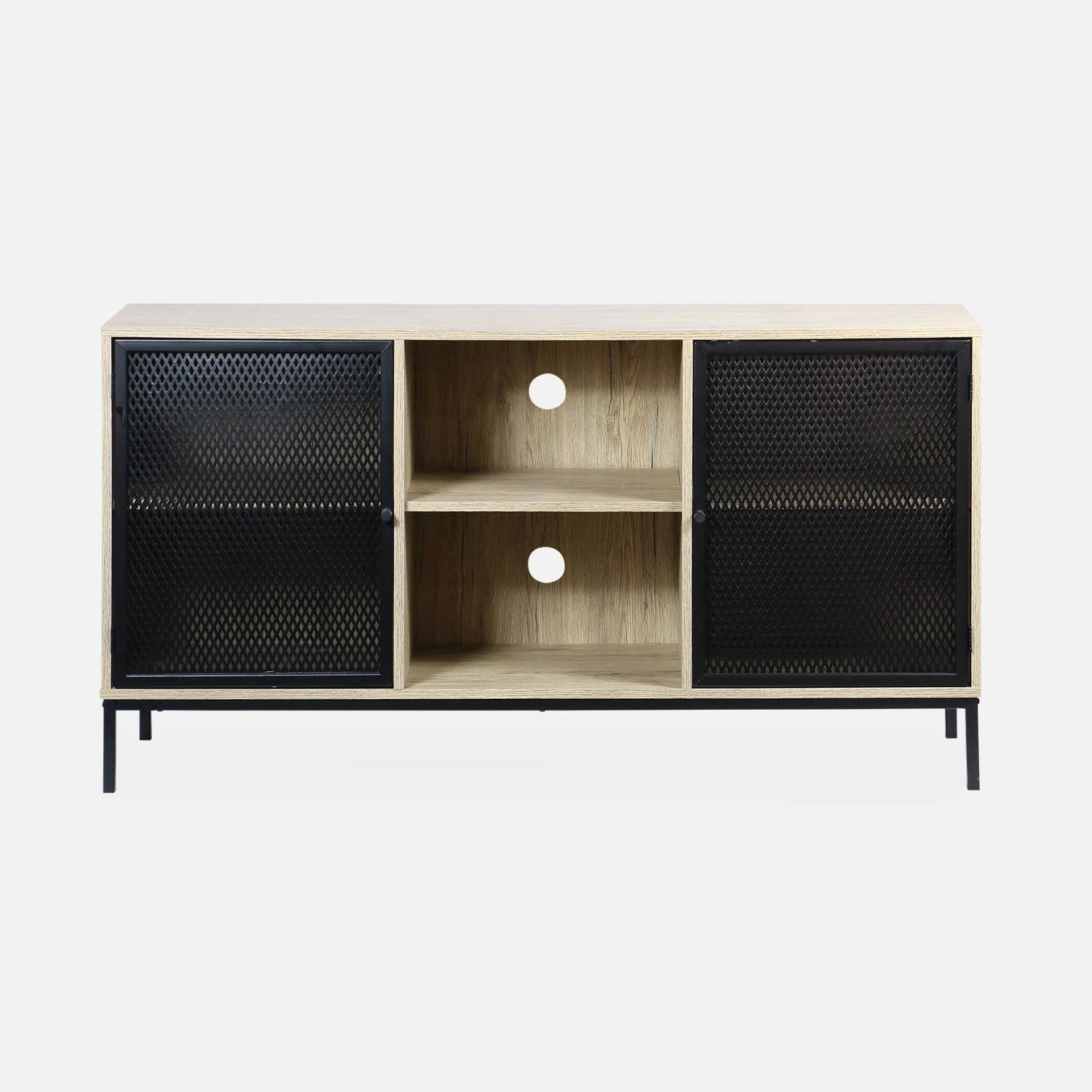Buffet/ Meuble TV Métal Et Effet Bois 140 Cm – Image 4