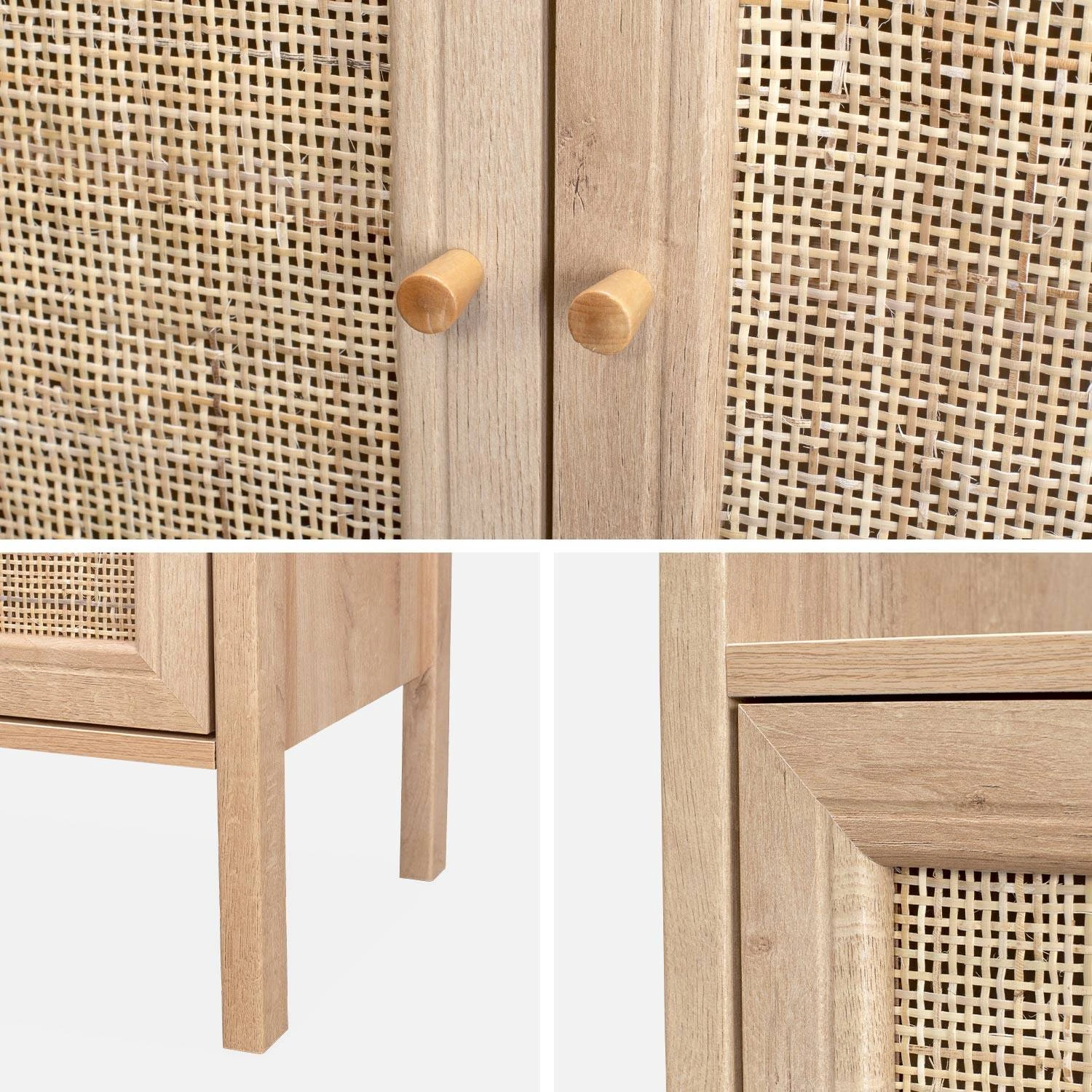 Etagère Bibliothèque Effet Bois Et Cannage, 4 Niveaux – Image 6