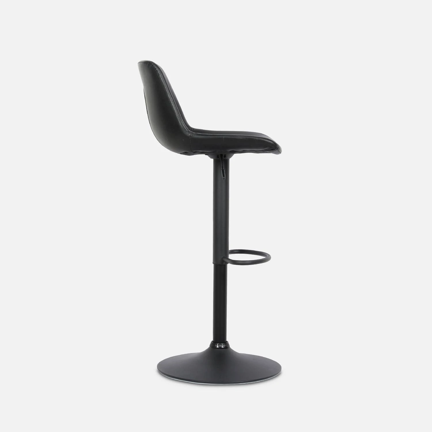 Tabouret Bar Réglable 60,5/81,5cm Simili Cuir (lot De 2) Couleur : Noir – Image 5