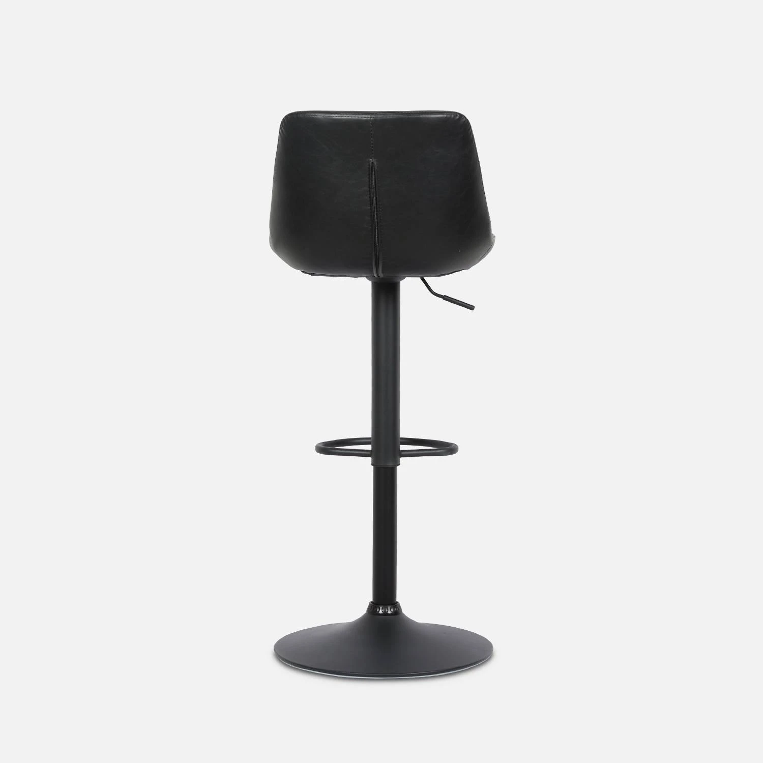 Tabouret Bar Réglable 60,5/81,5cm Simili Cuir (lot De 2) Couleur : Noir – Image 6