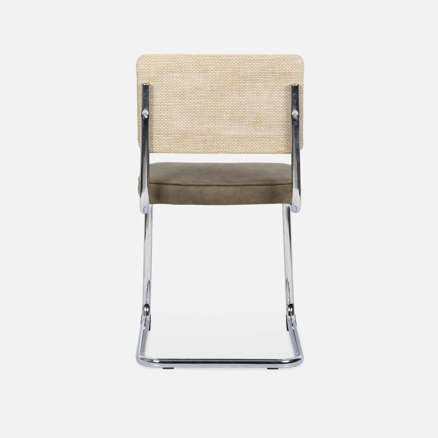 Chaise Cantilever Tissu Et Effet Rotin (lot De 2) Couleur : Taupe â Image 7