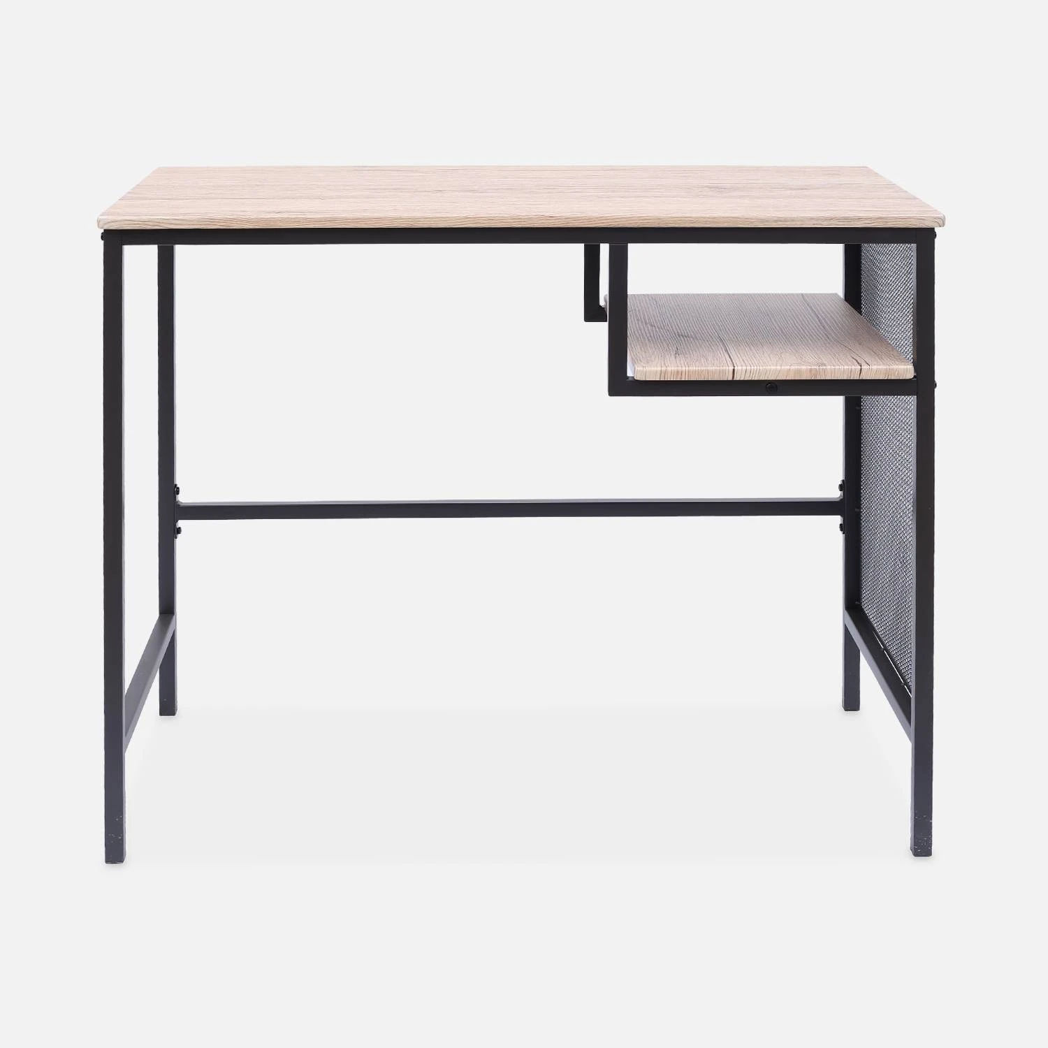 Bureau Métal Et Effet Bois Avec Casier De Rangement – Image 4