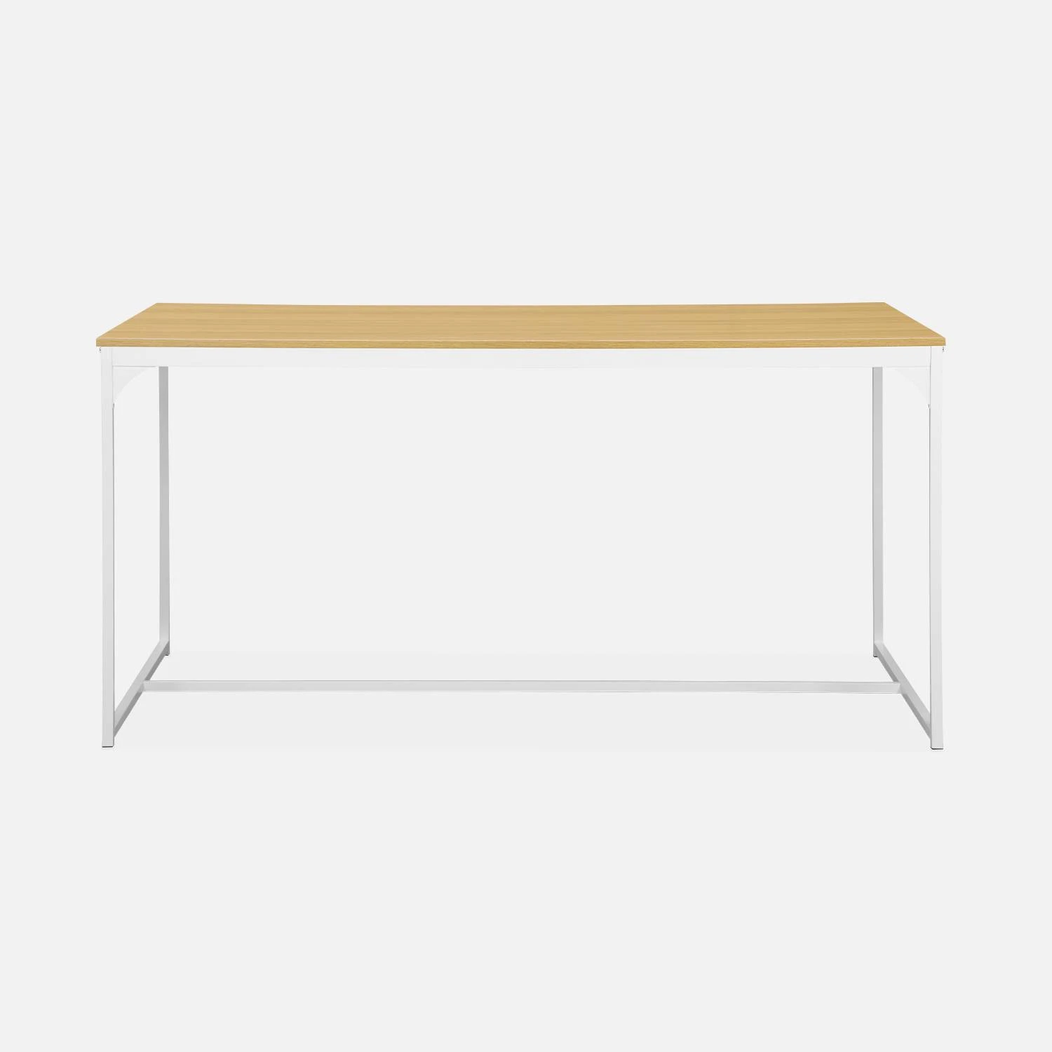 Table à Manger Métal Et Effet Bois 4 Places Couleur : Blanc – Image 4