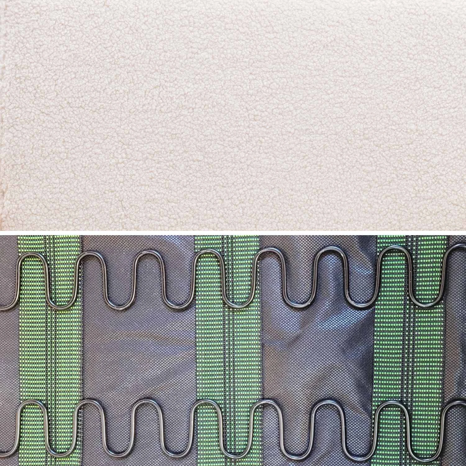 Canapé Banquette 2 Places Tissu Bouclette, Pieds Bois – Image 6