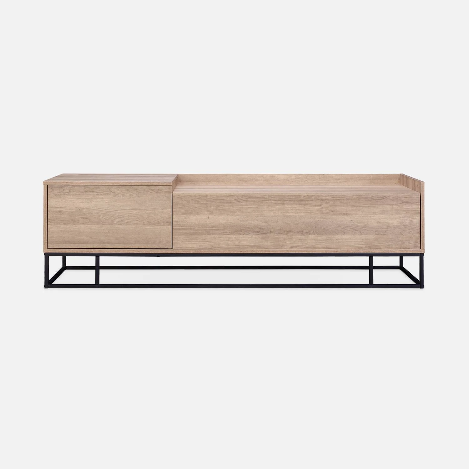 Meuble TV Métal Et Effet Bois 2 Espaces De Rangement 160 Cm – Image 6