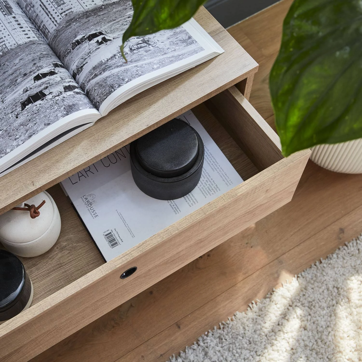 Meuble TV Scandinave Effet Bois 2 Espaces De Rangement 120 Cm â Image 7