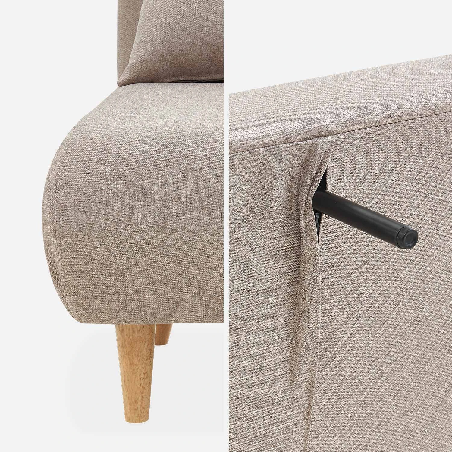 Canapé Convertible 2 Places Tissu, Pieds Bois Couleur : Beige – Image 9