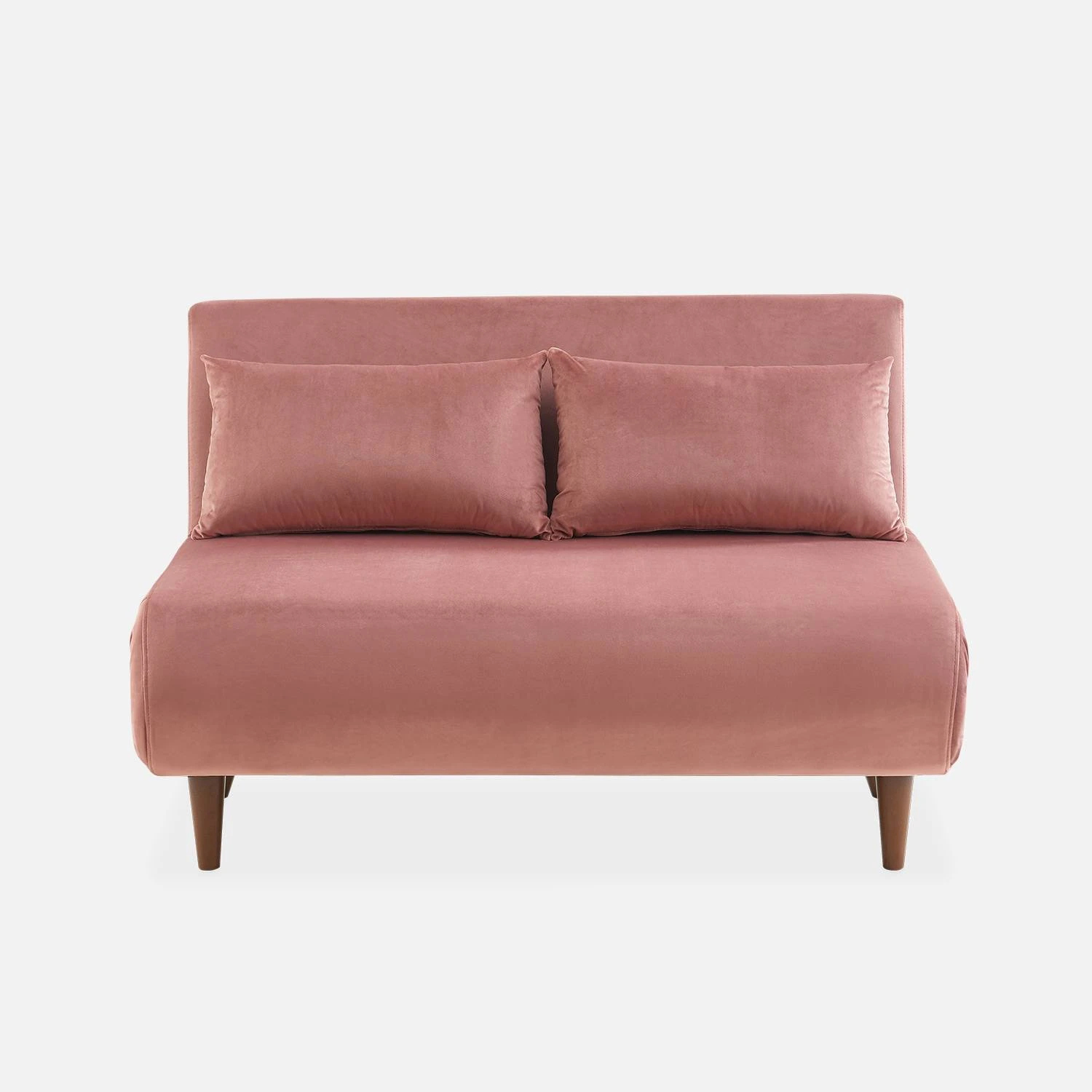 Canapé Convertible 2 Places Tissu, Pieds Bois Couleur : Vieux Rose – Image 4