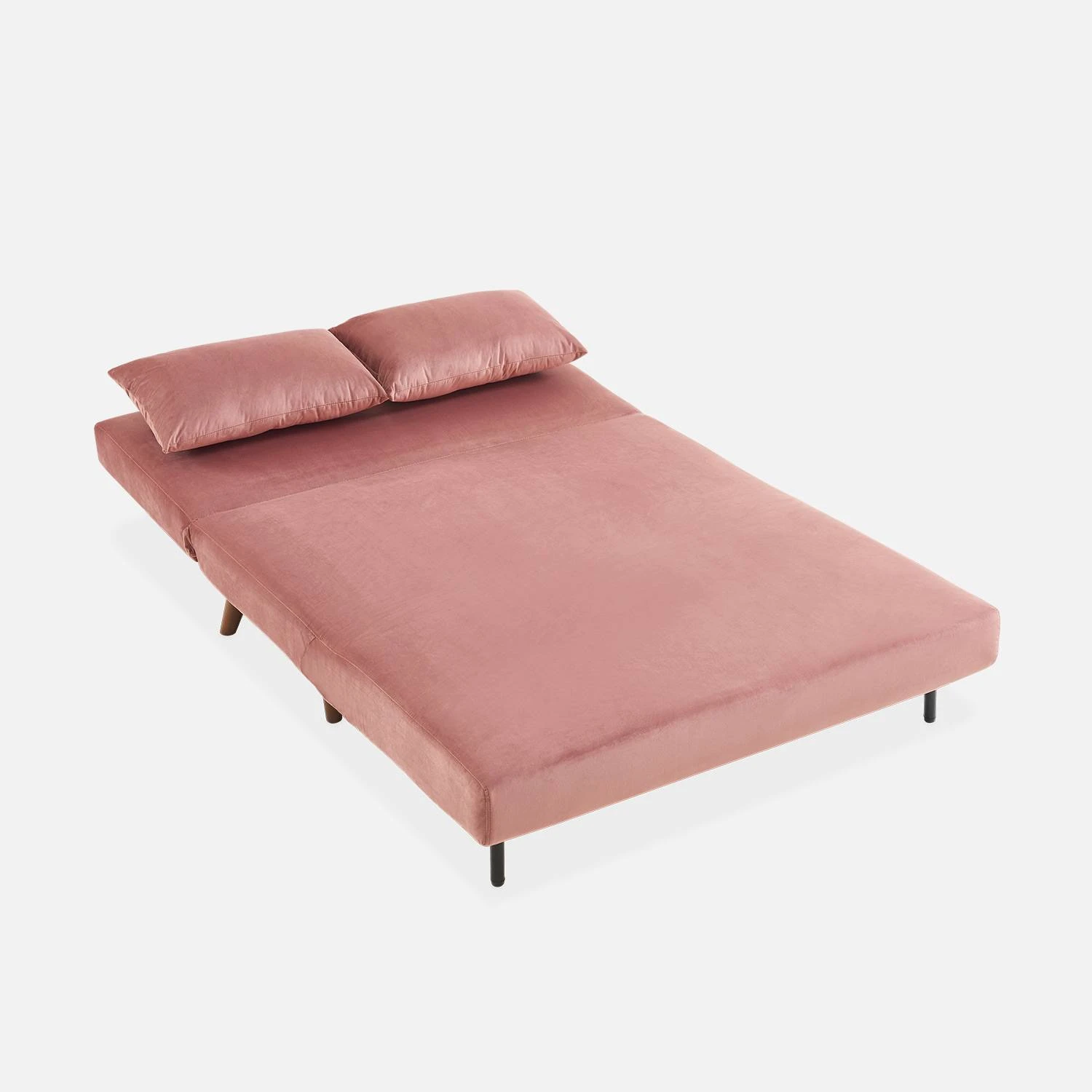 Canapé Convertible 2 Places Tissu, Pieds Bois Couleur : Vieux Rose – Image 7