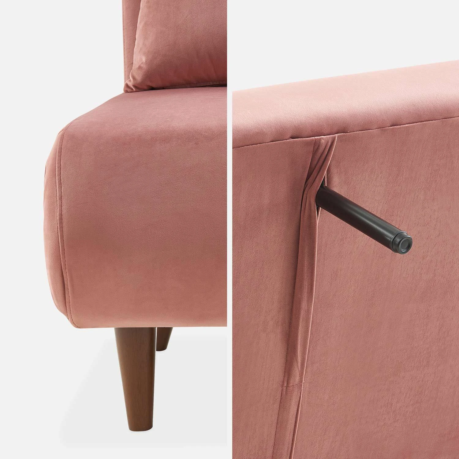 Canapé Convertible 2 Places Tissu, Pieds Bois Couleur : Vieux Rose – Image 9