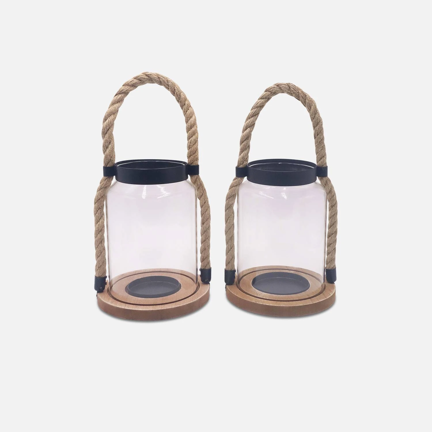 Lanterne En Verre, Anse En Corde Intérieur/extérieur (lot De 2)