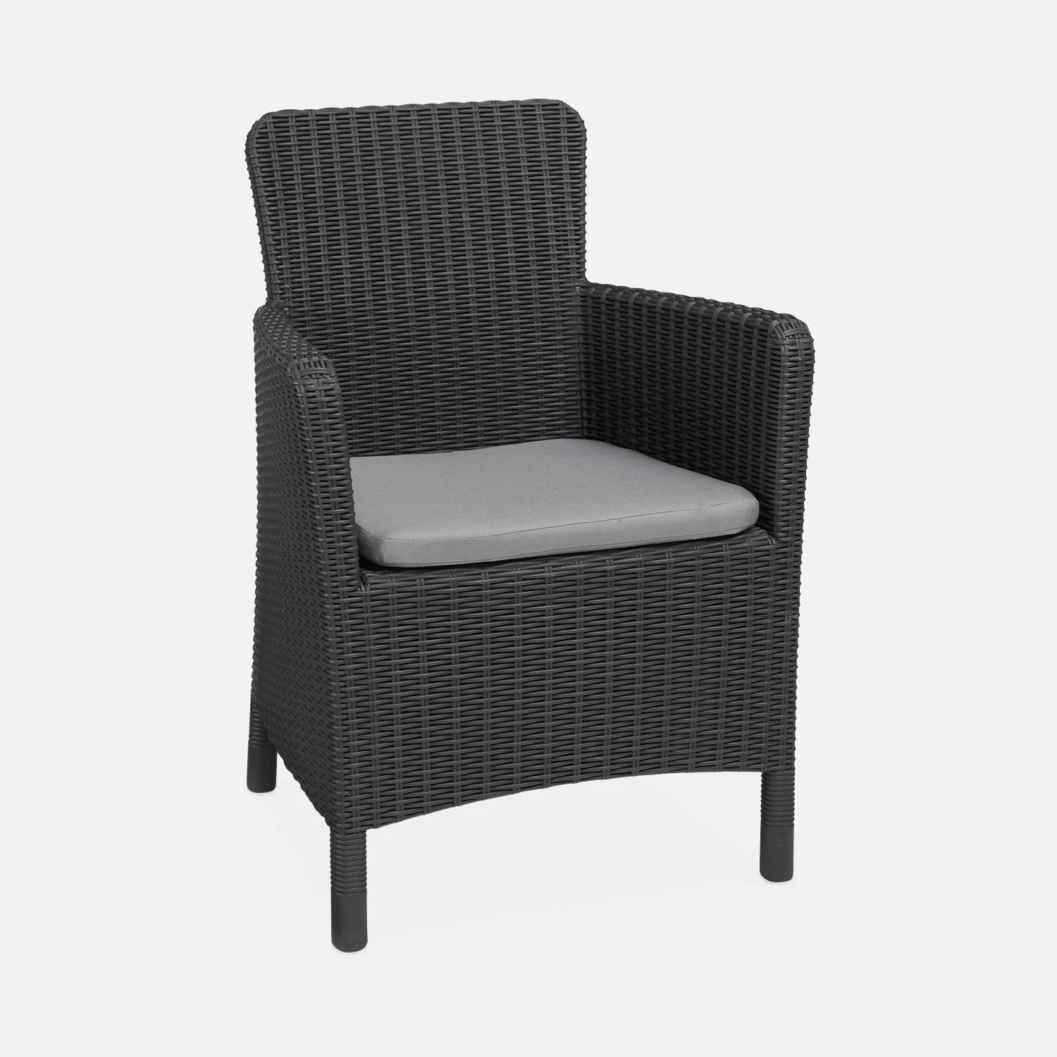 Fauteuil De Jardin Imitation Rotin Couleur : Graphite / Gris