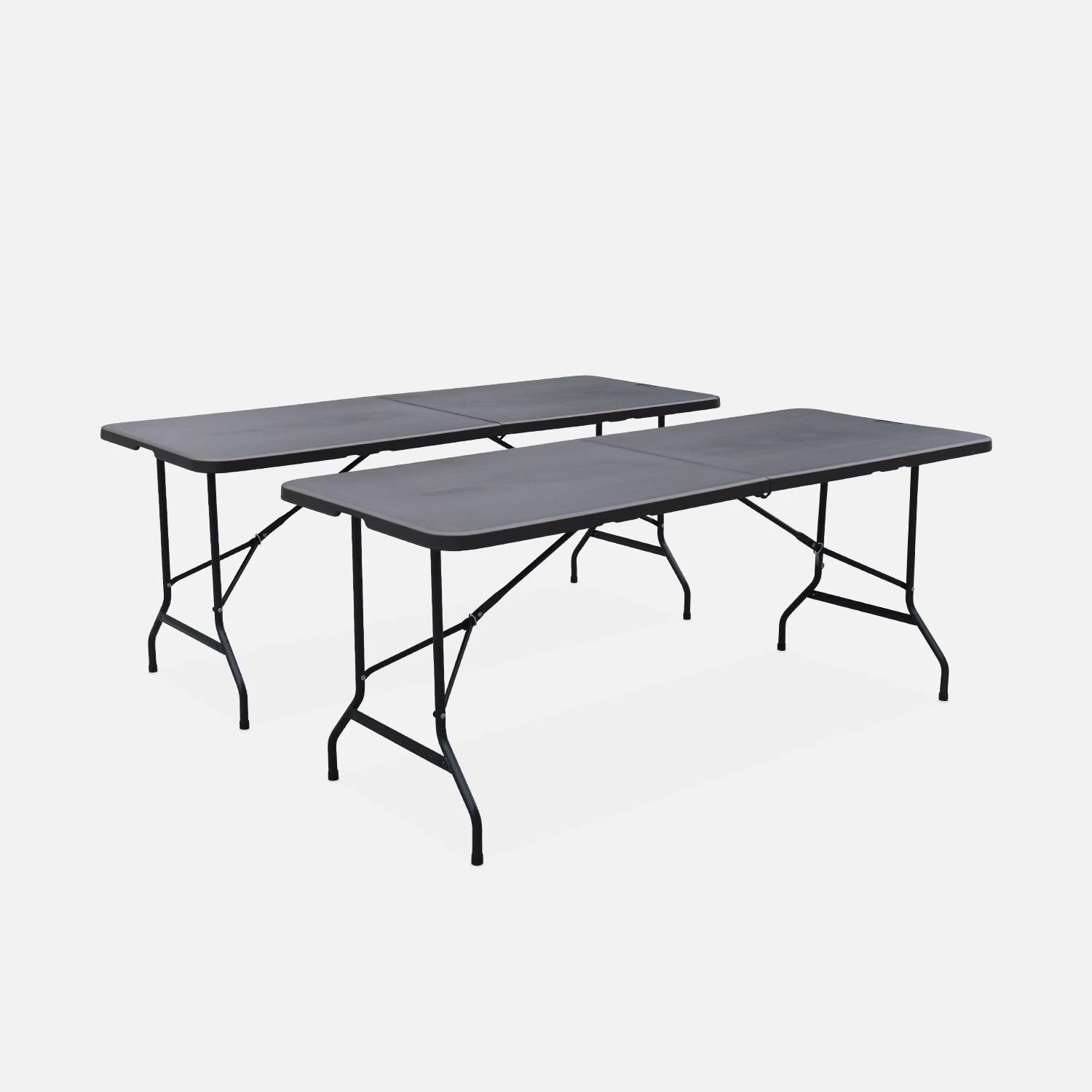 Tables De Réception Pliable Plastique (lot De 2) Couleur : Gris Foncé – Image 4