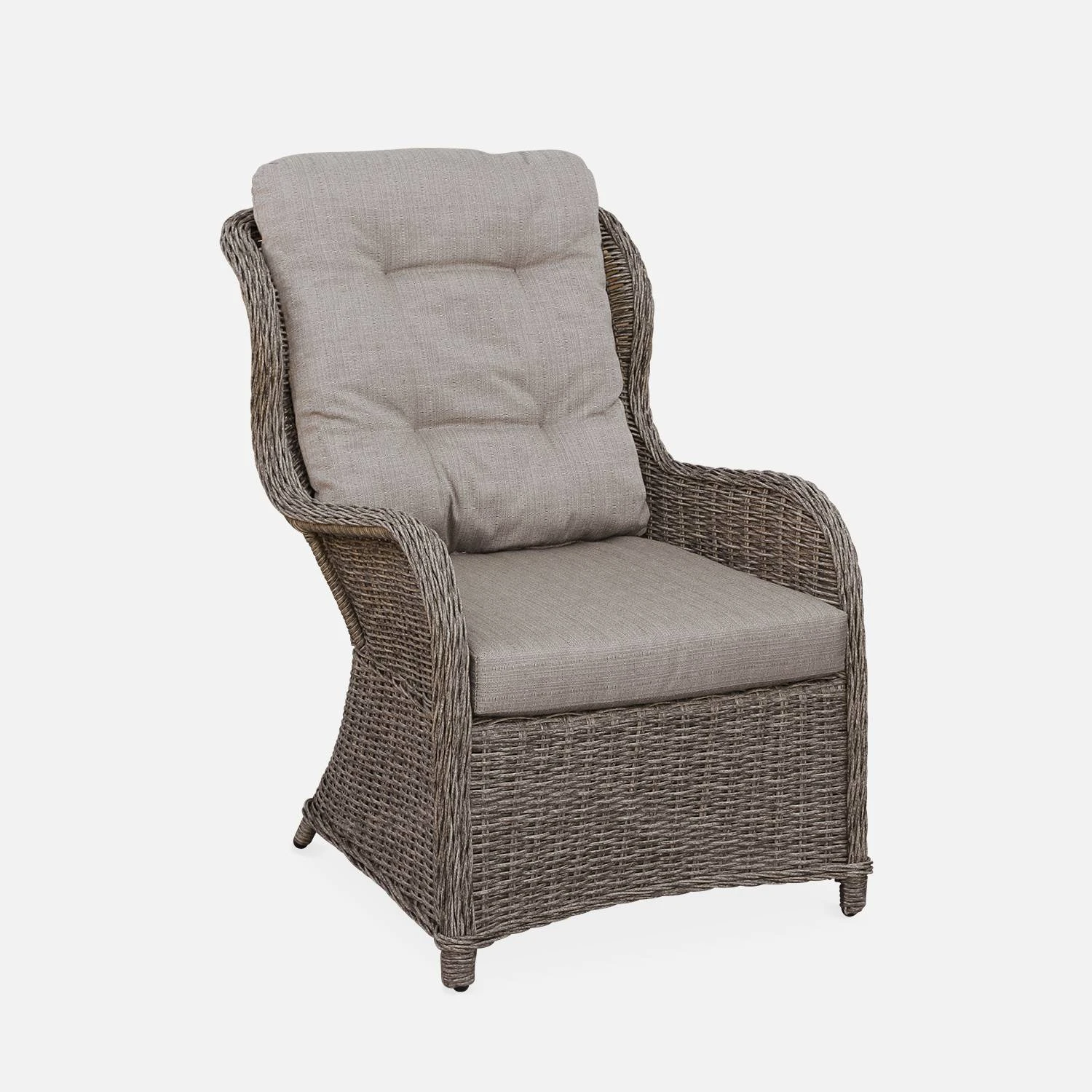 Fauteuil De Jardin Avec Repose Pieds Résine Tressée Ronde (lot De 2) – Image 4