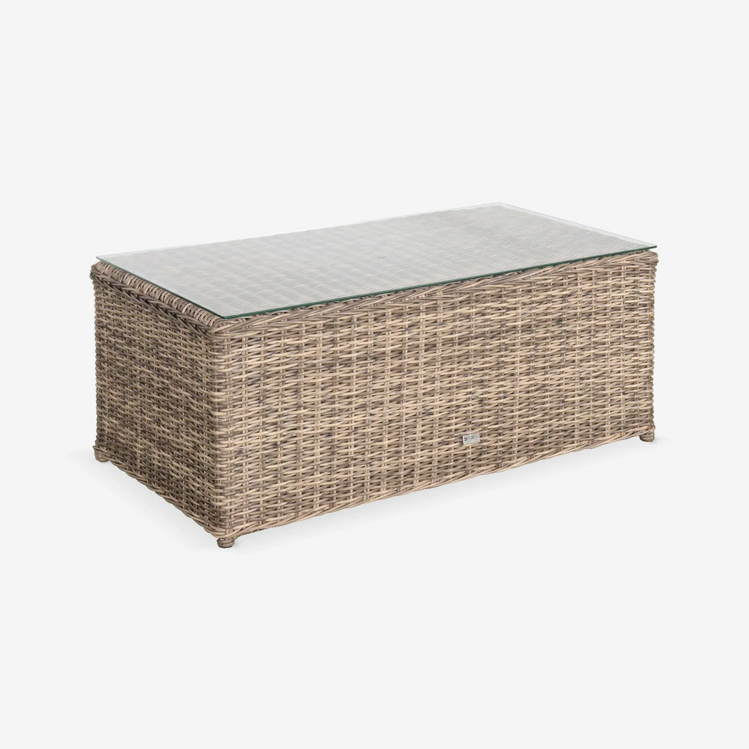 Salon De Jardin Résine Tressée Ronde 4 Places Couleur : Beige / Anthracite – Image 6