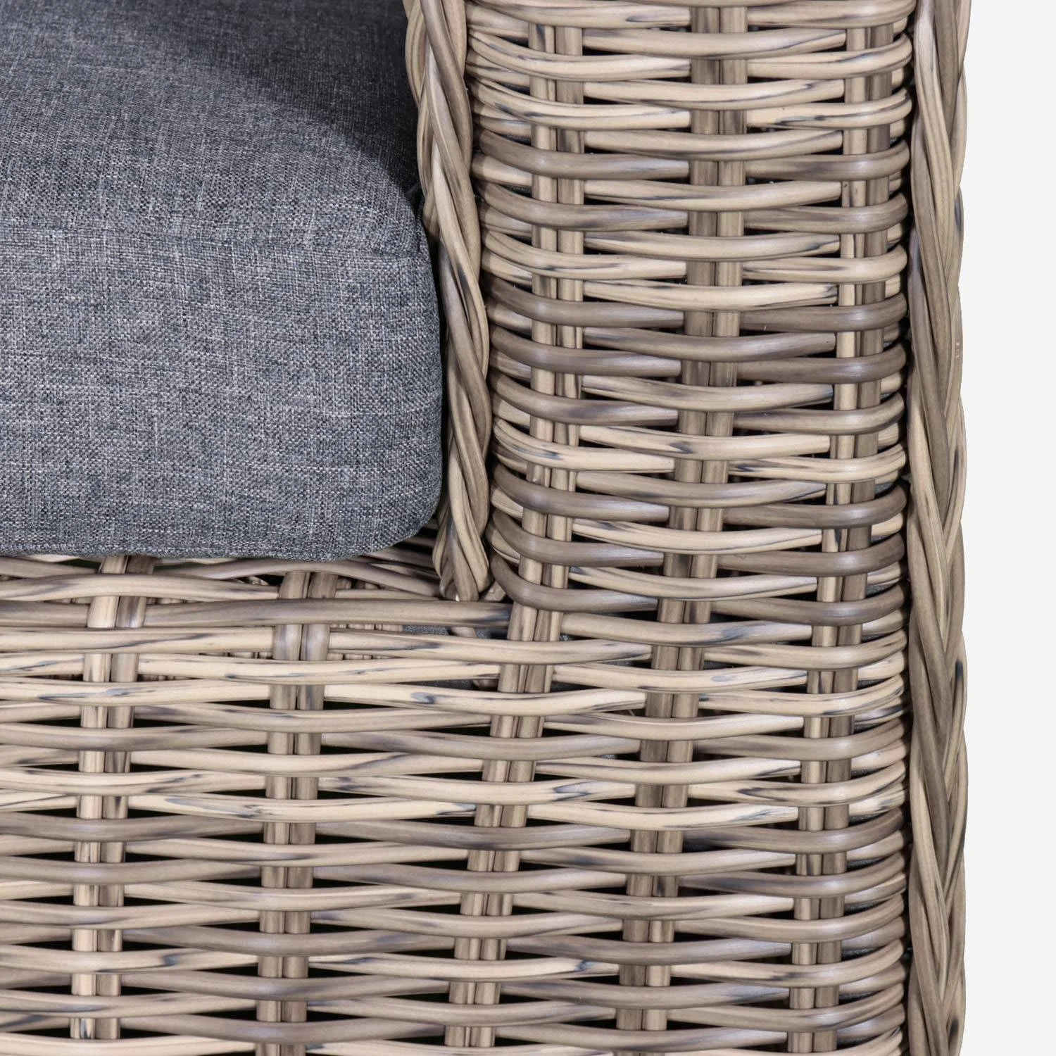 Salon De Jardin Résine Tressée Ronde 4 Places Couleur : Beige / Anthracite – Image 7