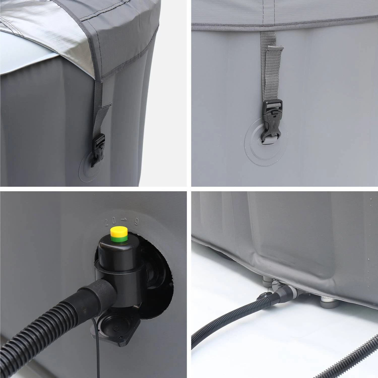 Spa Gonflable 4 Places Carré, Système Anti-gel Et Bâche – Image 4