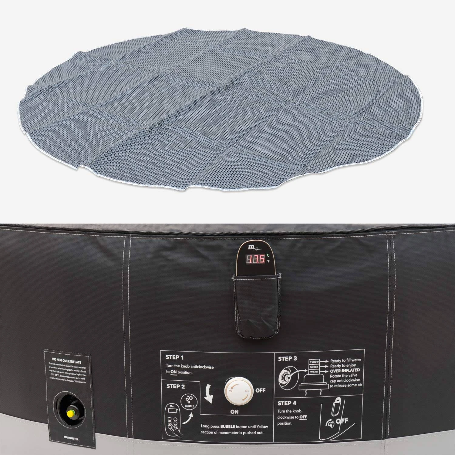 Spa Gonflable 6 Places Rond Simili Cuir, Ozonateur, Système Anti-gel, Couvercle – Image 4