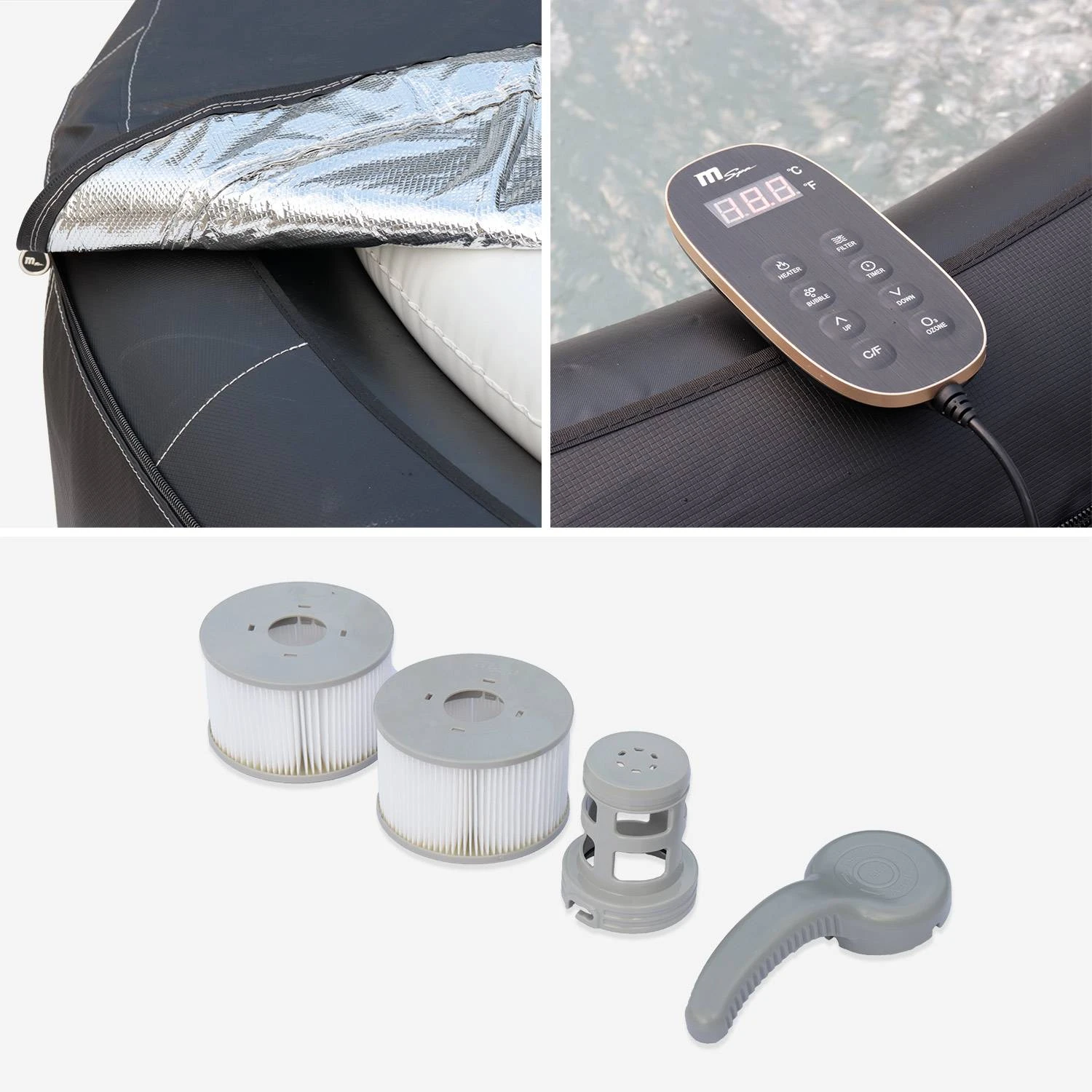 Spa Gonflable 6 Places Rond Simili Cuir, Ozonateur, Système Anti-gel, Couvercle – Image 5