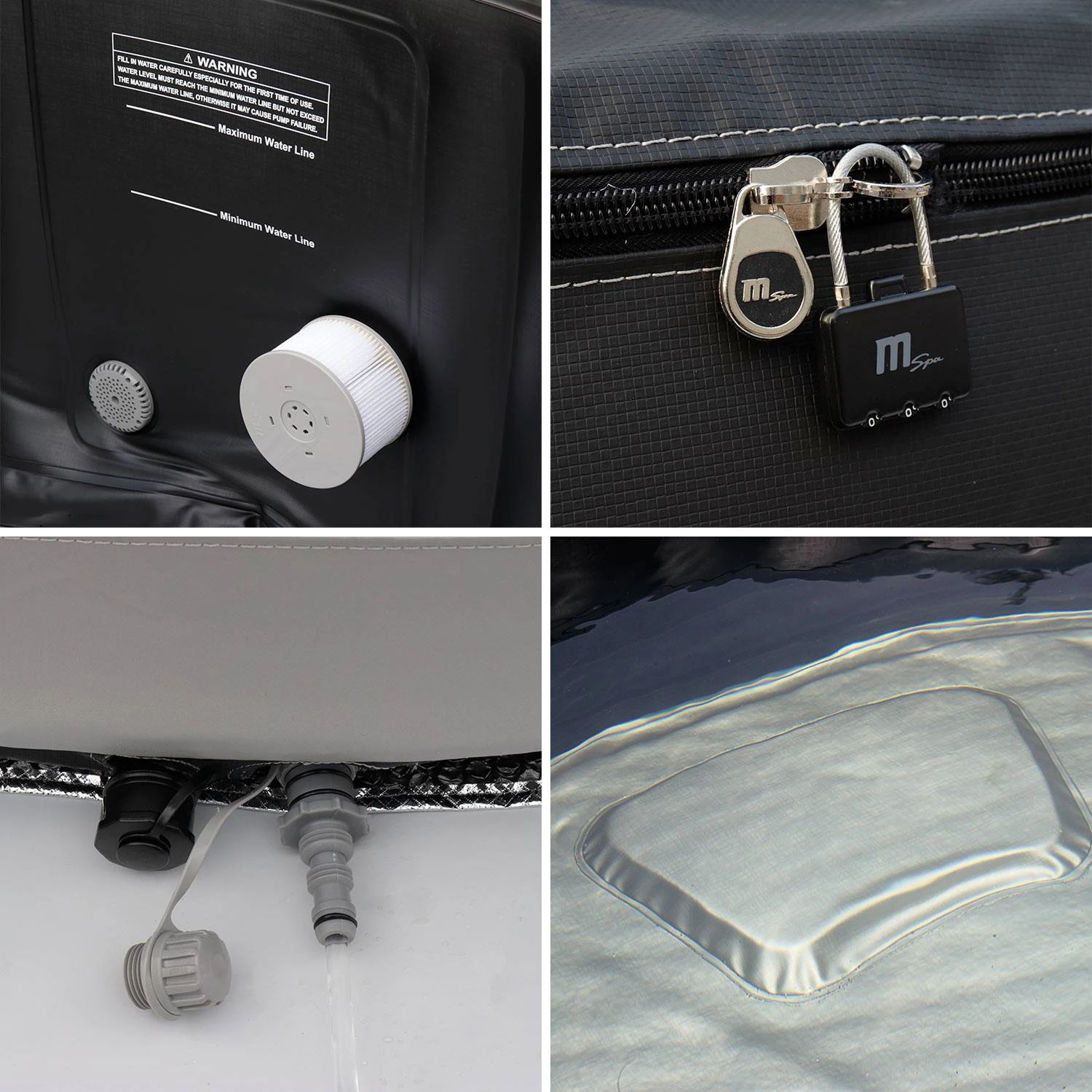 Spa Gonflable 6 Places Rond Simili Cuir, Ozonateur, Système Anti-gel, Couvercle – Image 6