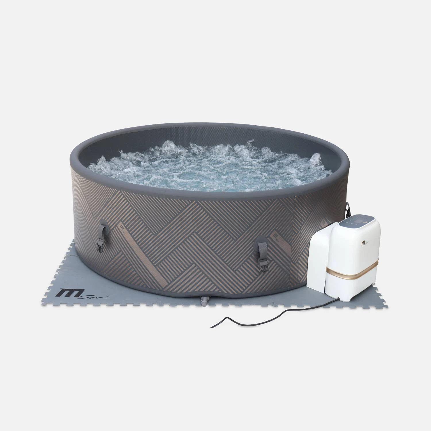 Spa Gonflable 8 Places Rond Massage Air-jets Wifi Ozonateur UVC Couvercle Tapis