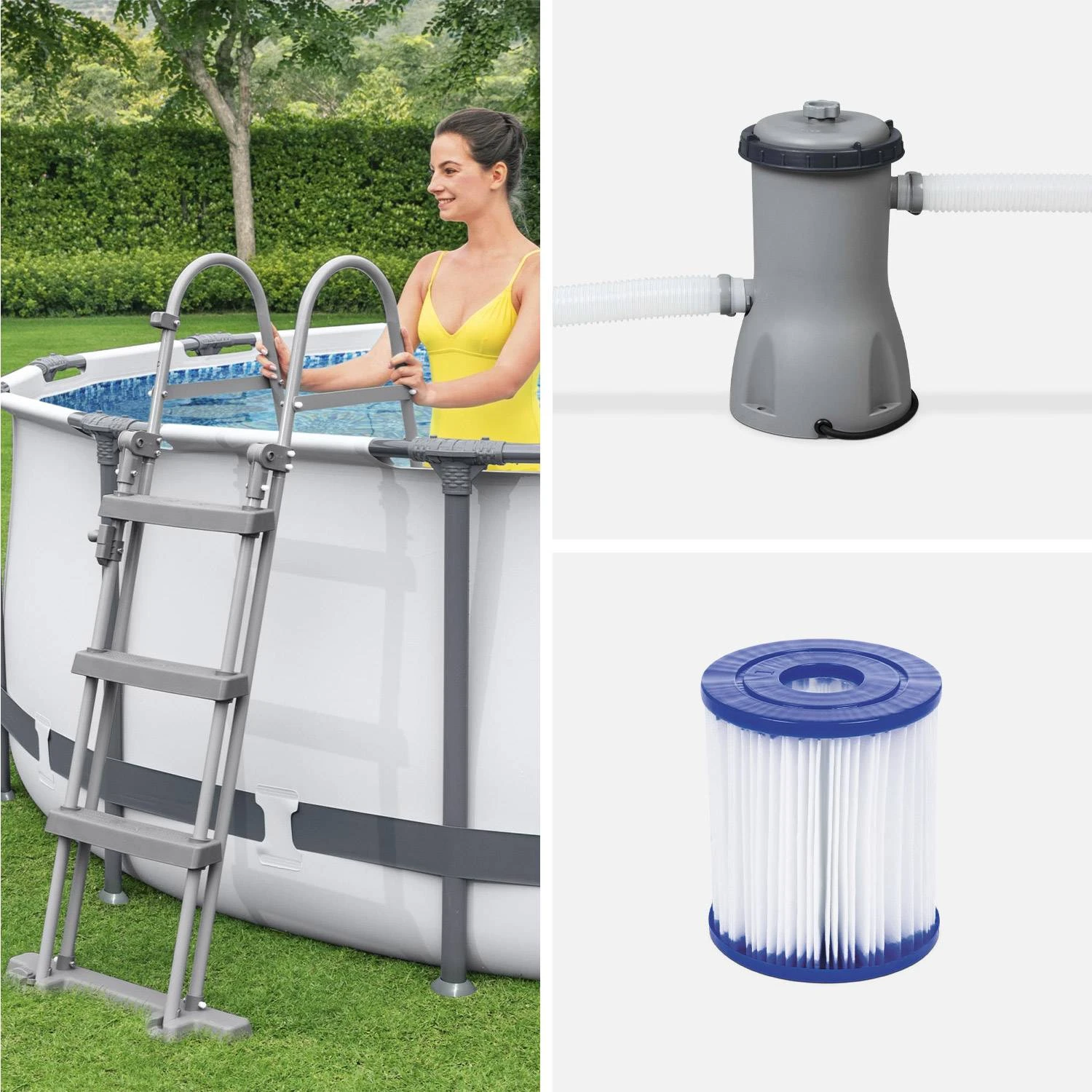Piscine Hors Sol Tubulaire Ronde Avec Bâche, échelle, Pompe Et Filtre ∅4,3m – Image 3