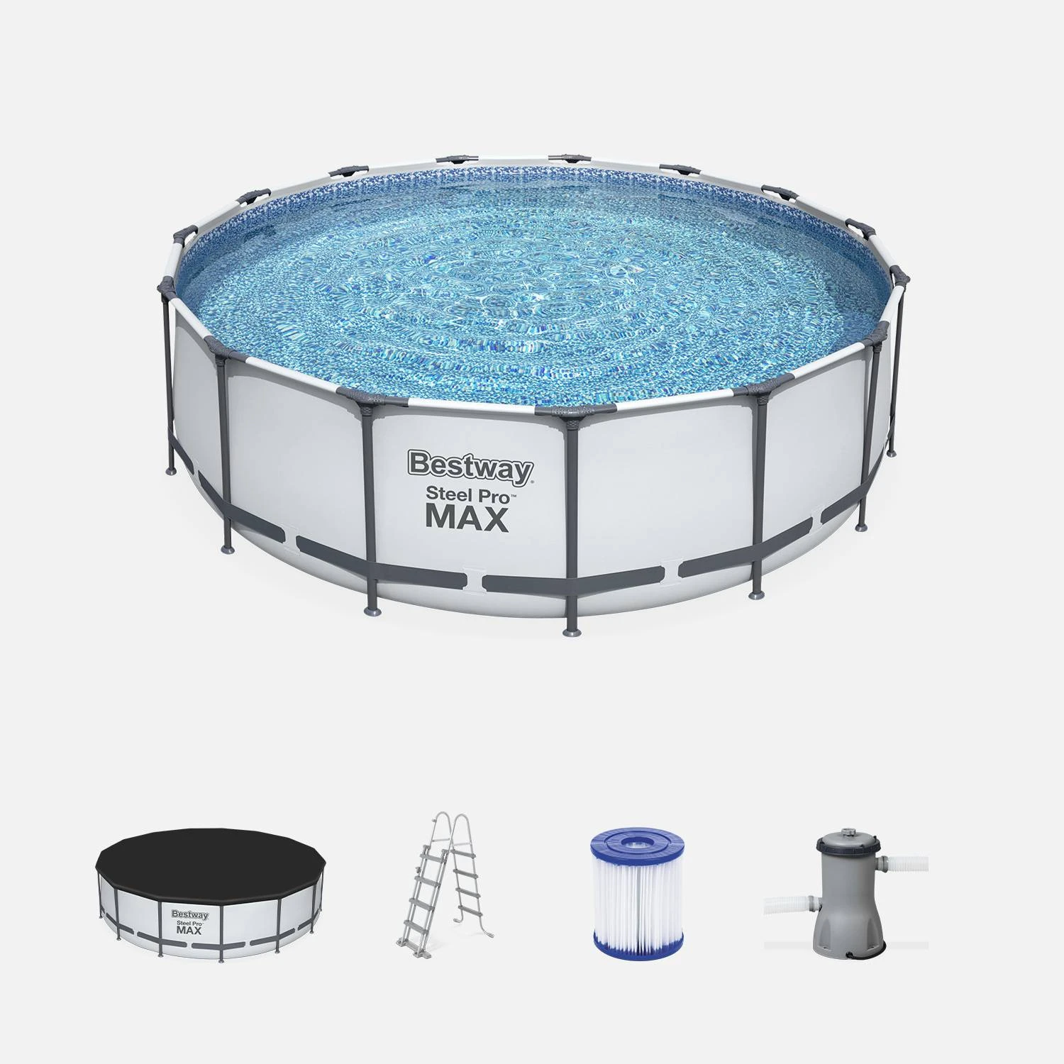 Piscine Hors Sol Tubulaire Ronde Avec Pompe, Filtre, Bâche Et échelle ∅4,5m