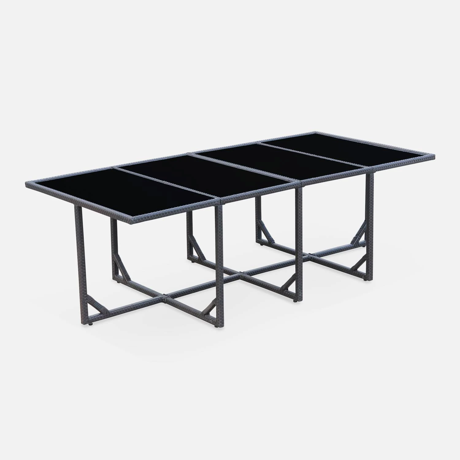 Table De Jardin Encastrable Résine Tressée, 8 Chaises Couleur : Marron – Image 5