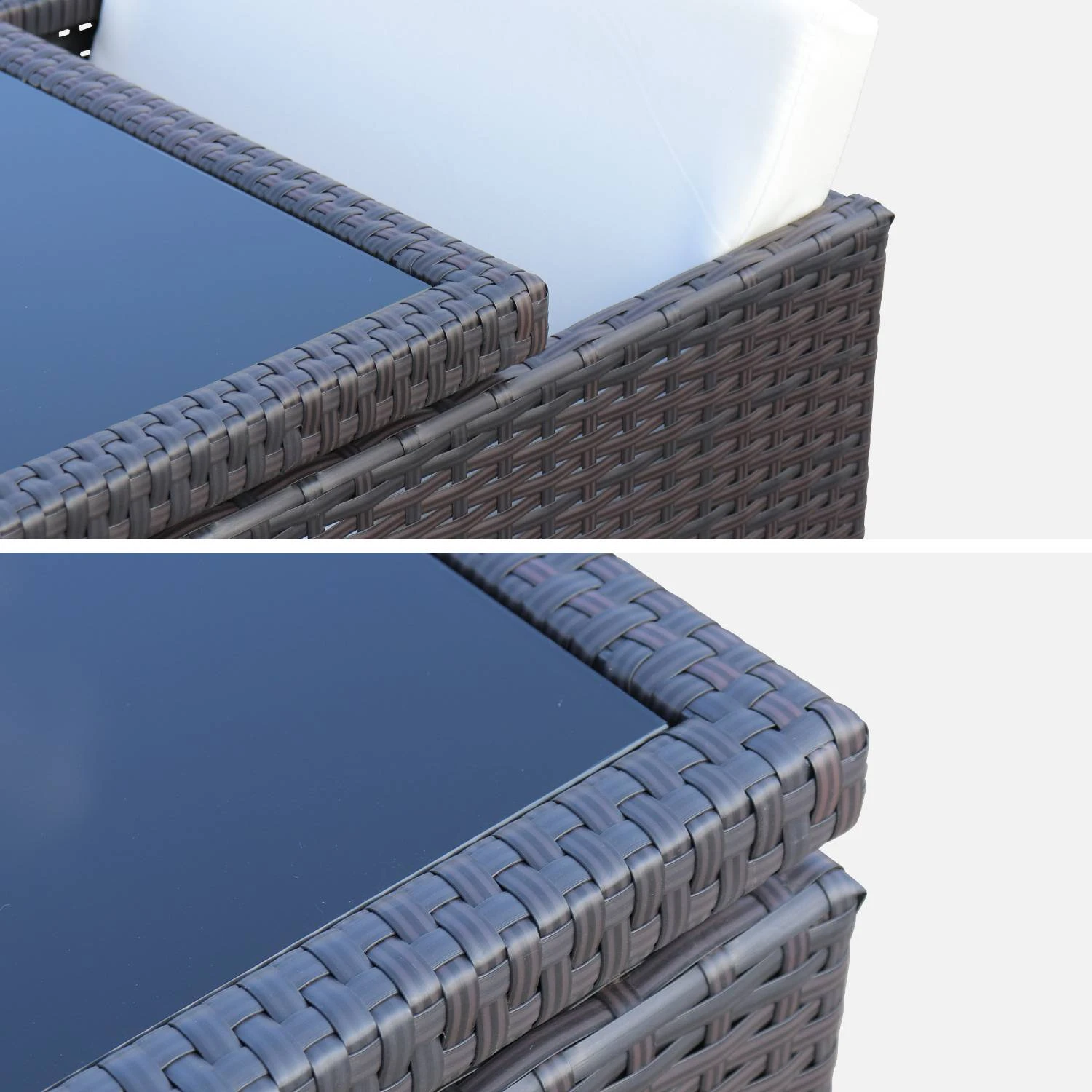 Table De Jardin Encastrable Résine Tressée, 8 Chaises Couleur : Marron – Image 8