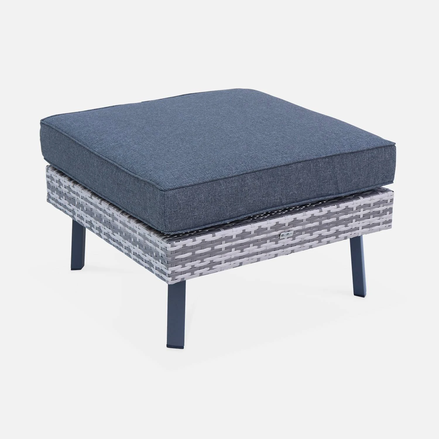 Salon De Jardin Résine Tressée Plate 5 Places Couleur : Nuances De Gris / Gris Foncé – Image 5