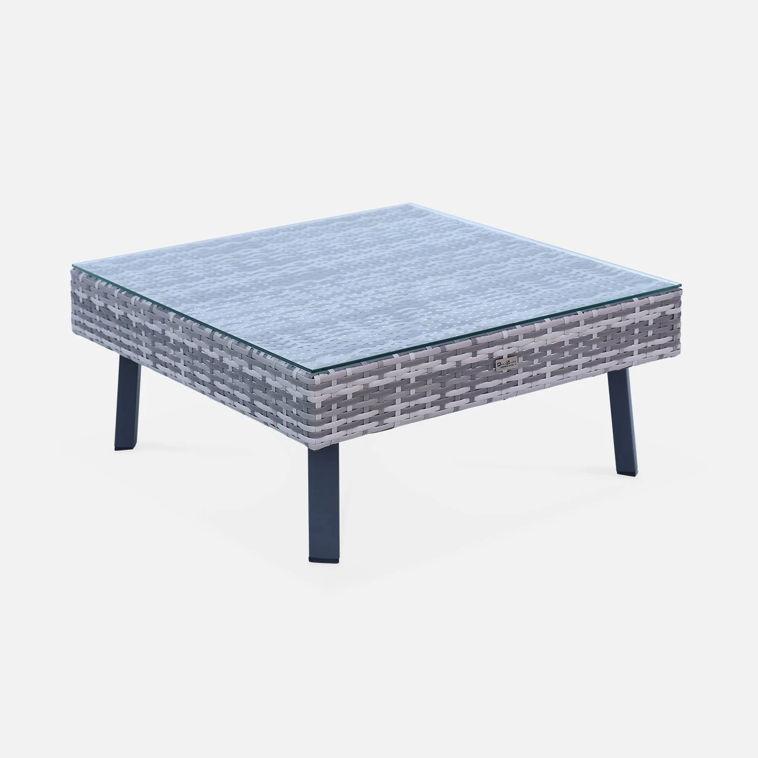 Salon De Jardin Résine Tressée Plate 5 Places Couleur : Nuances De Gris / Gris Foncé – Image 6