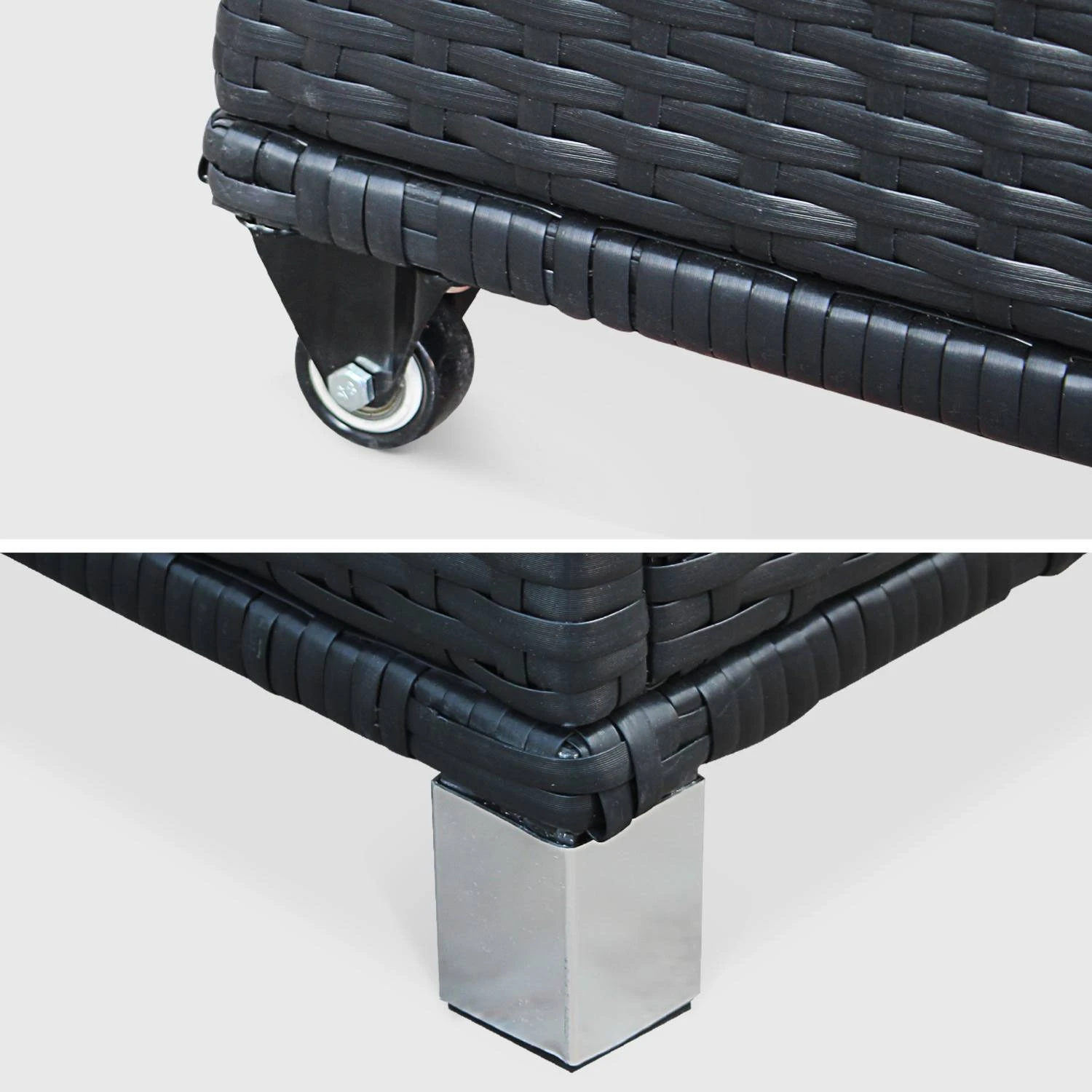 Coffre De Jardin Résine Tressée 790L Couleur : Noir – Image 6