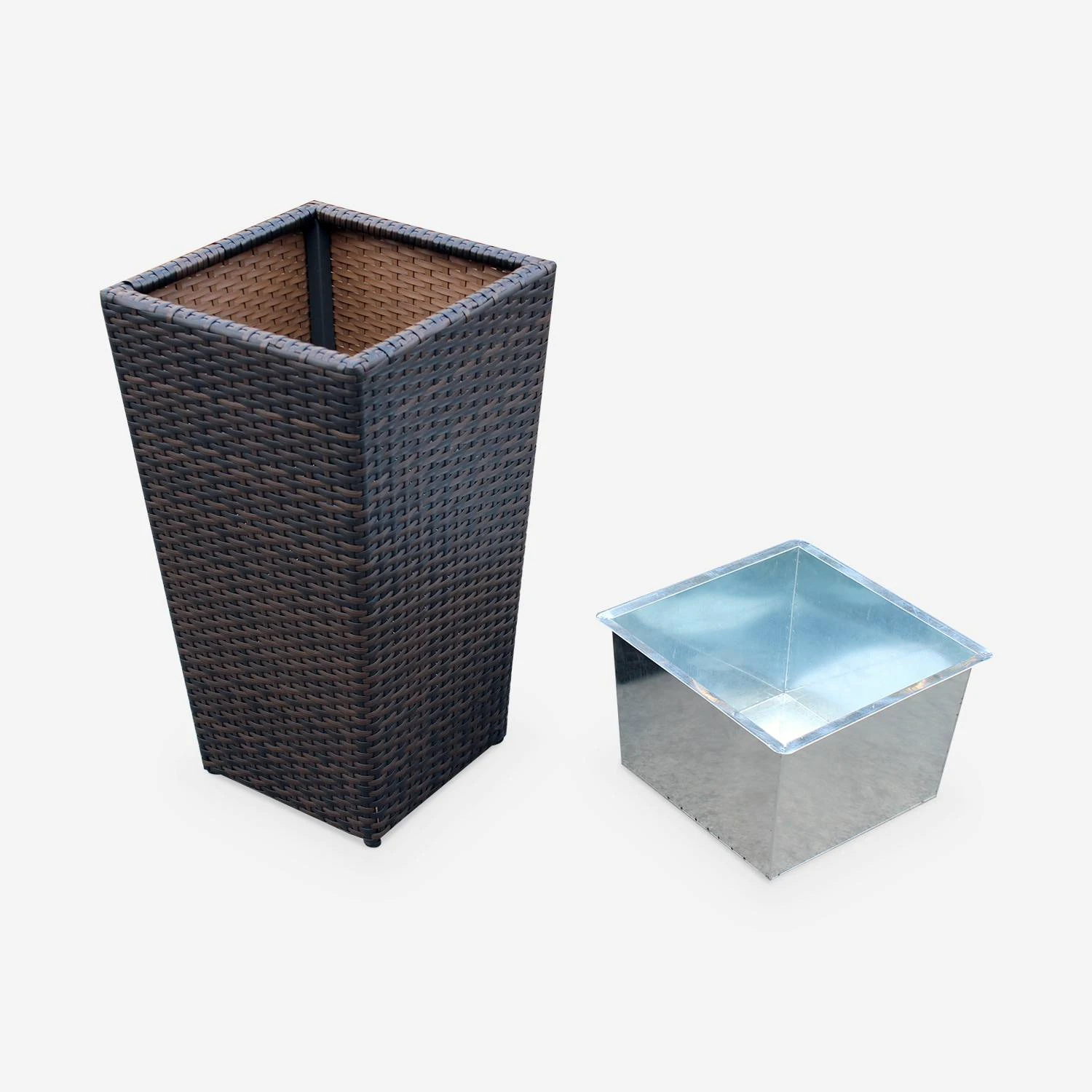 Pot De Fleur 60cm Résine Tressée (lot De 2) Couleur : Marron – Image 5