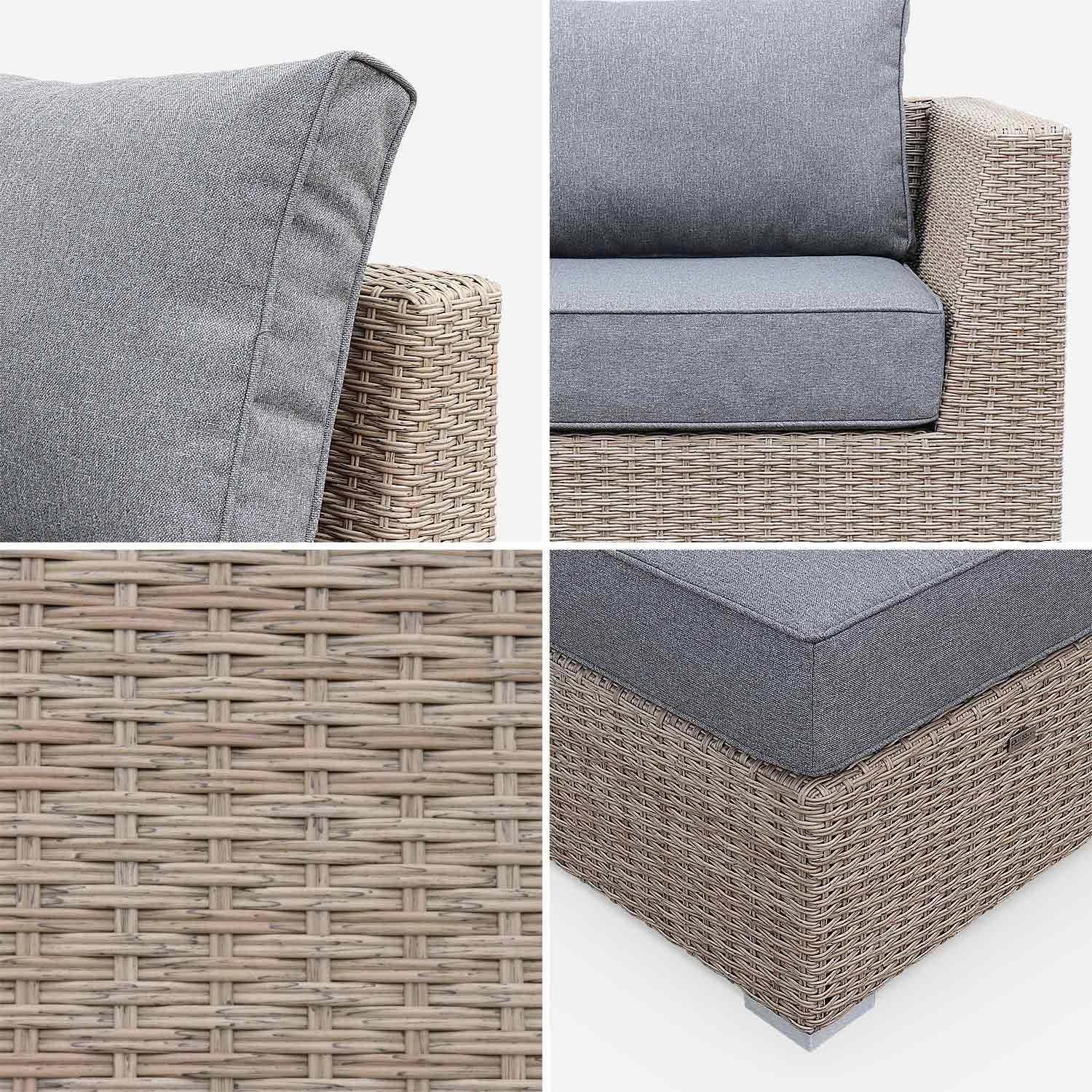 Salon De Jardin Résine Tressée Arrondie 5 Places Couleur : Naturel / Gris Foncé – Image 7